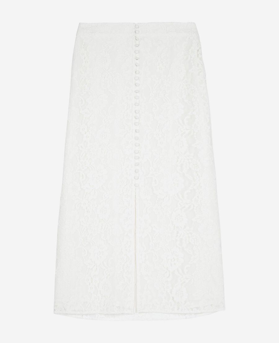 The Kooples WOMEN ECRU long white lace skirt