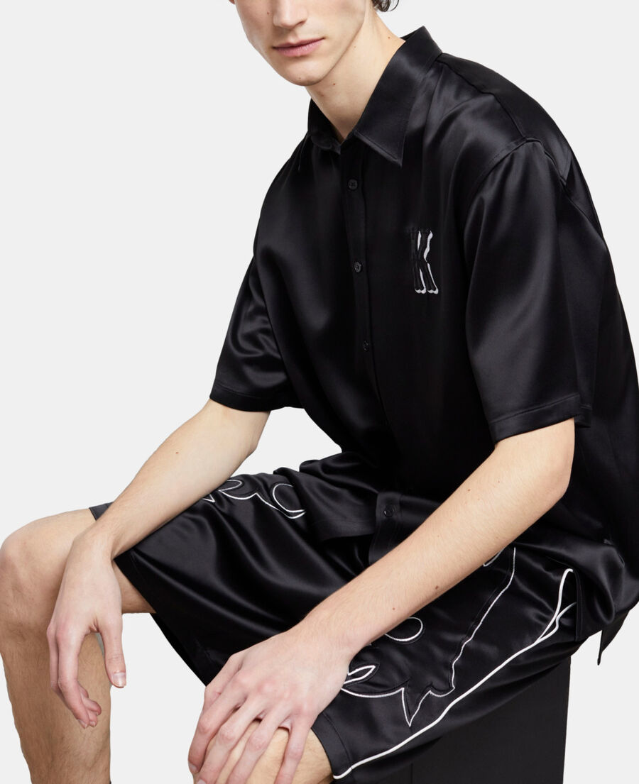 pantalones cortos negros bordados western
