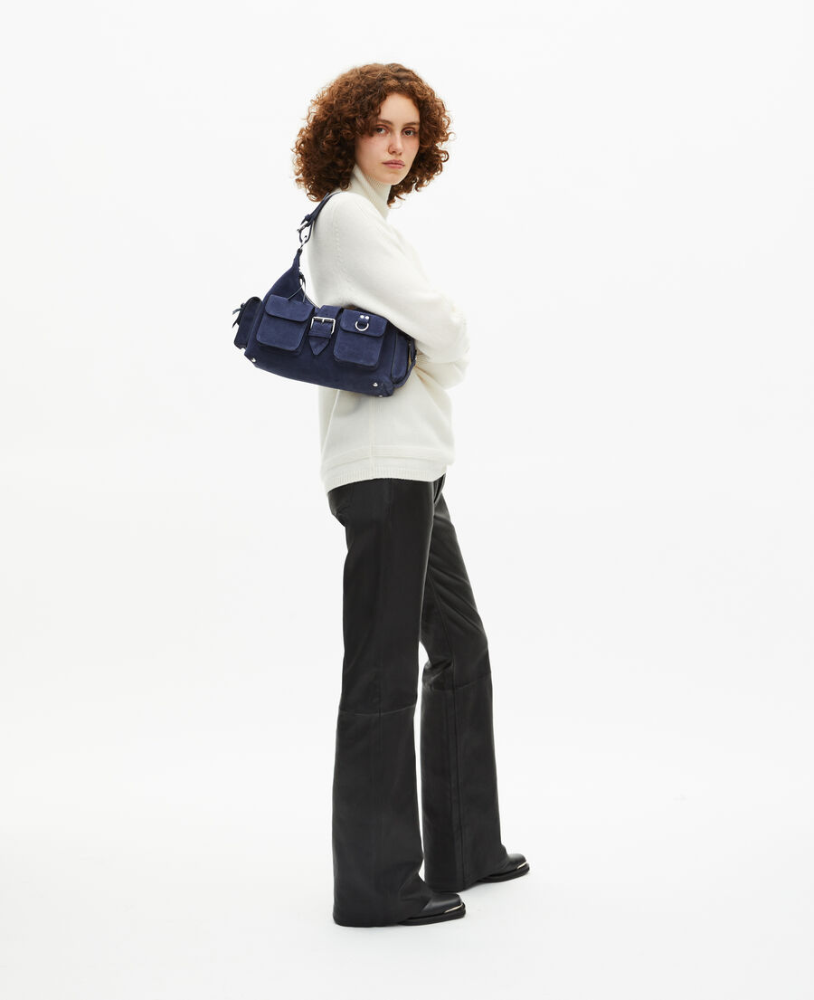 The Kooples F NAVY amelia bag in navy suede