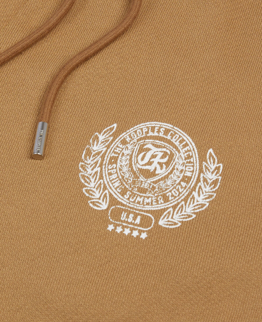 camelfarbene jogginghose mit logo