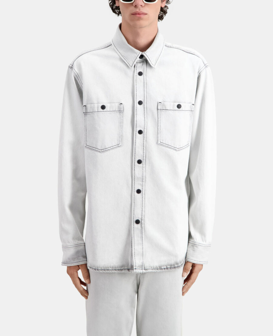 white bleached denim shirt