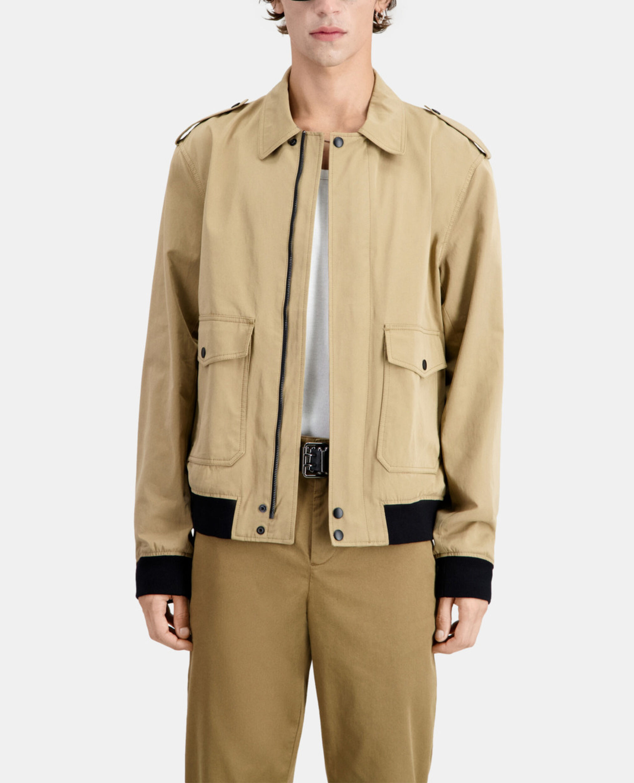 Beige cotton jacket, BEIGE, hi-res image number null