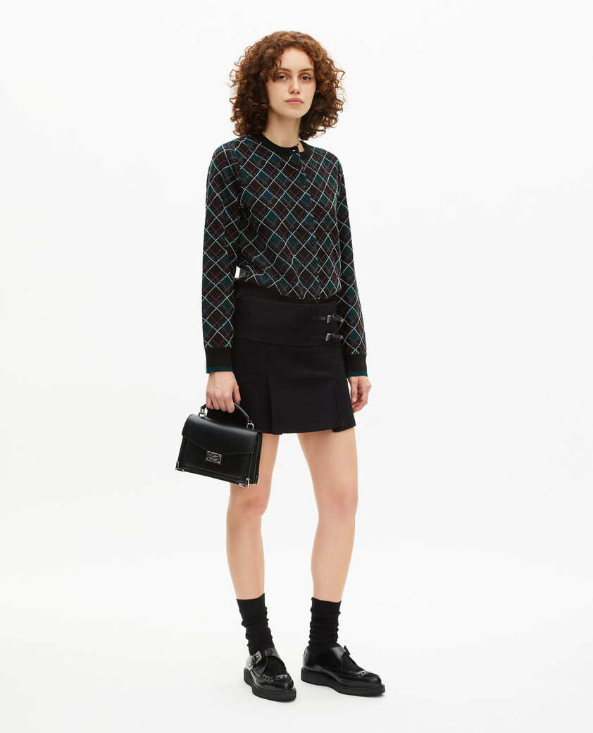 The Kooples WOMEN BLACK DARK GREEN black check cardigan