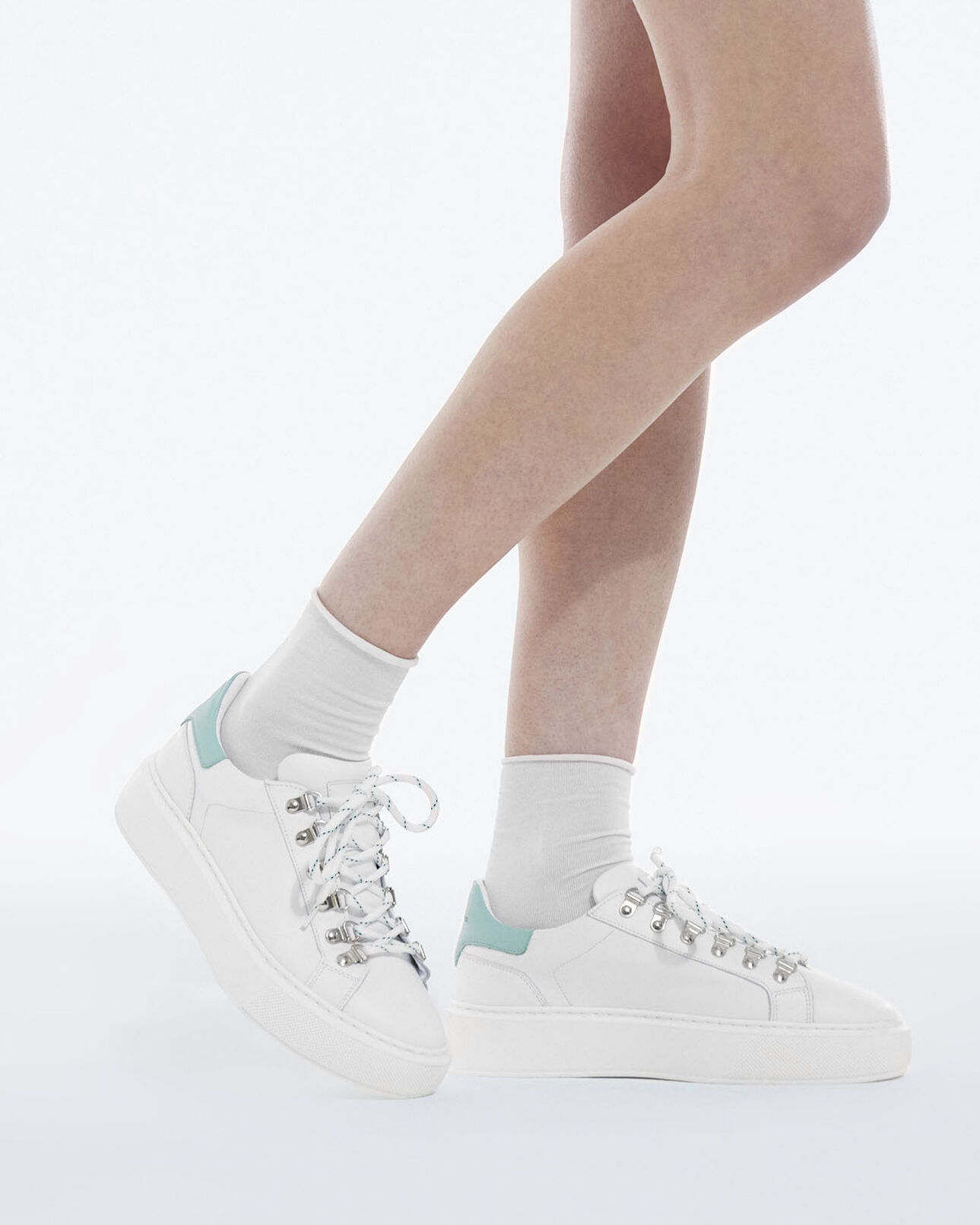 The Kooples MIXED WHITE / GREY leather sneakers