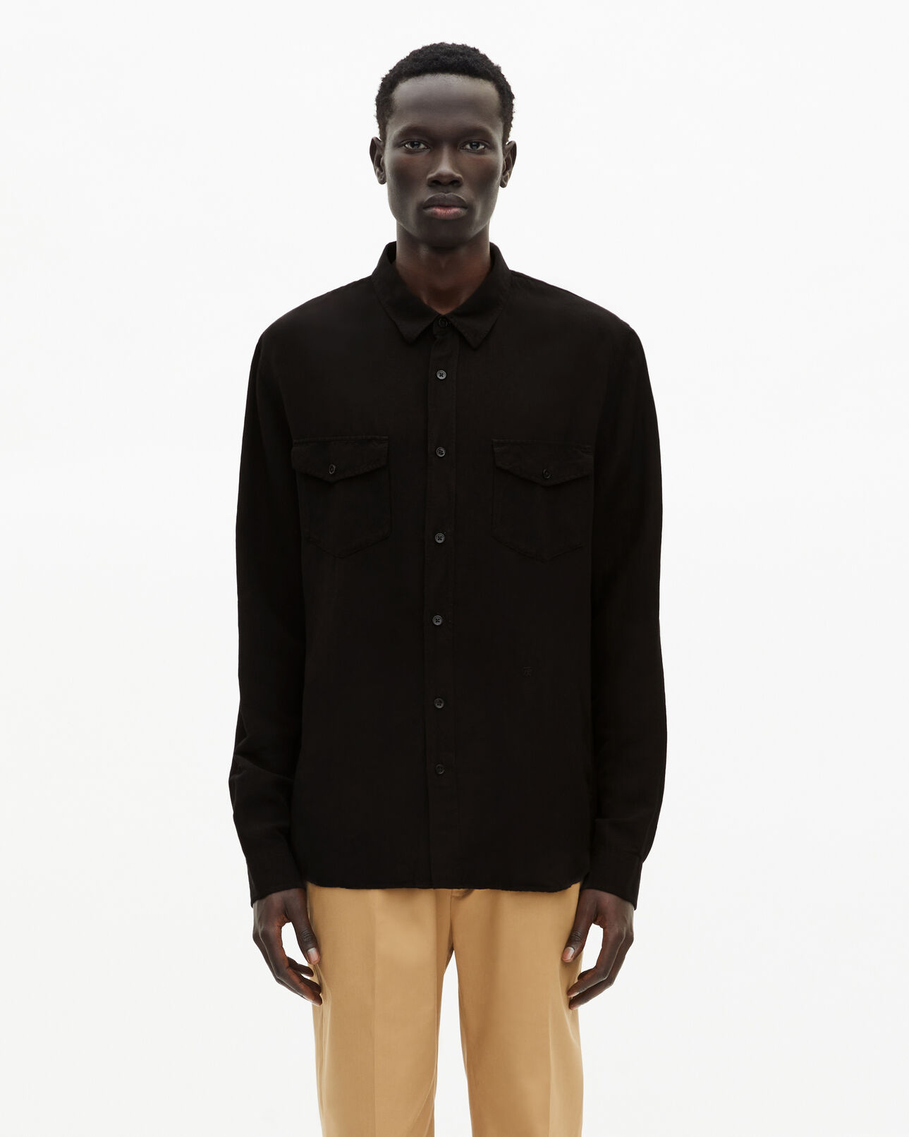 The Kooples HERREN BLACK hemd aus leinenmix schwarz
