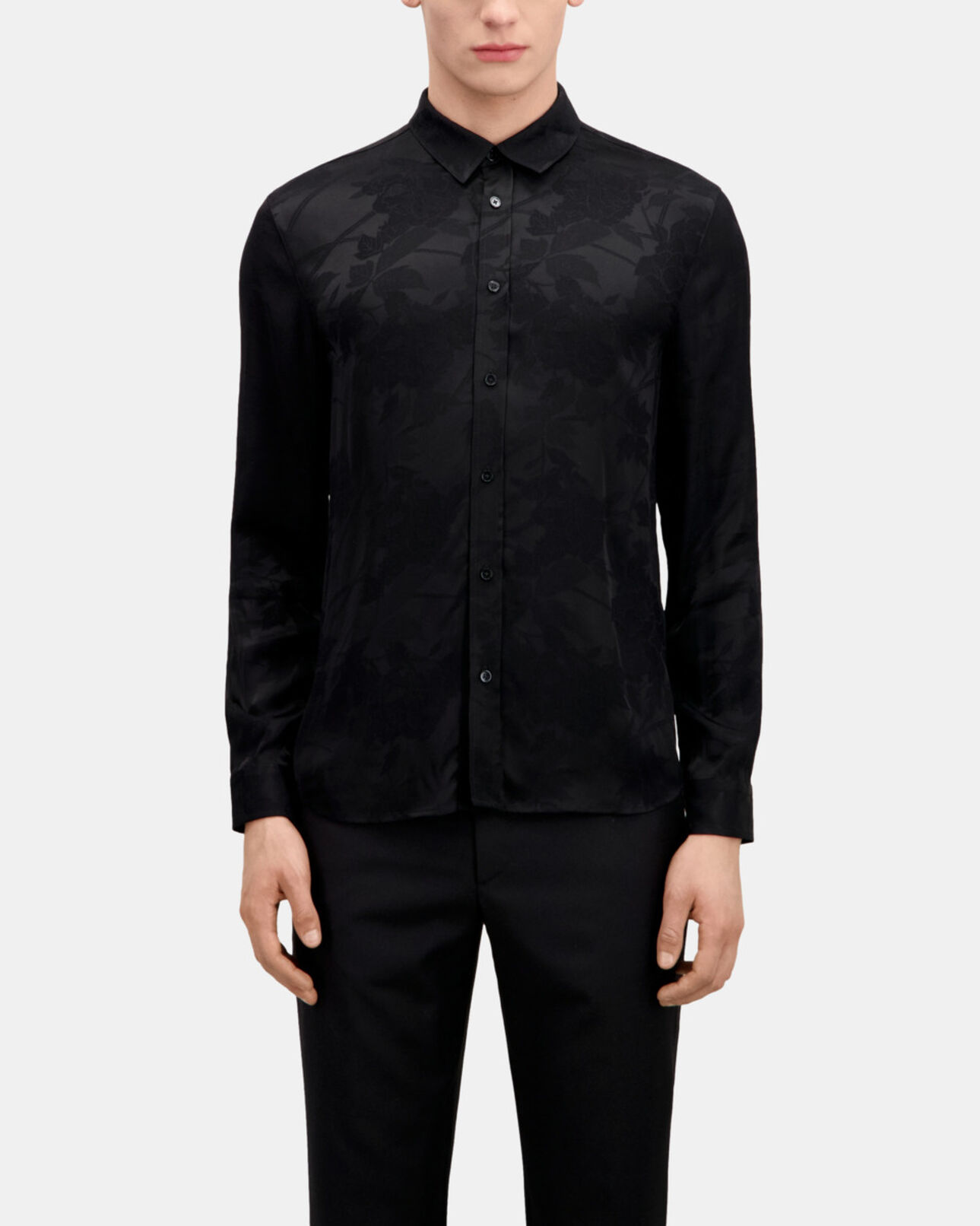 The Kooples HOMME BLACK chemise jacquard à fleurs noire