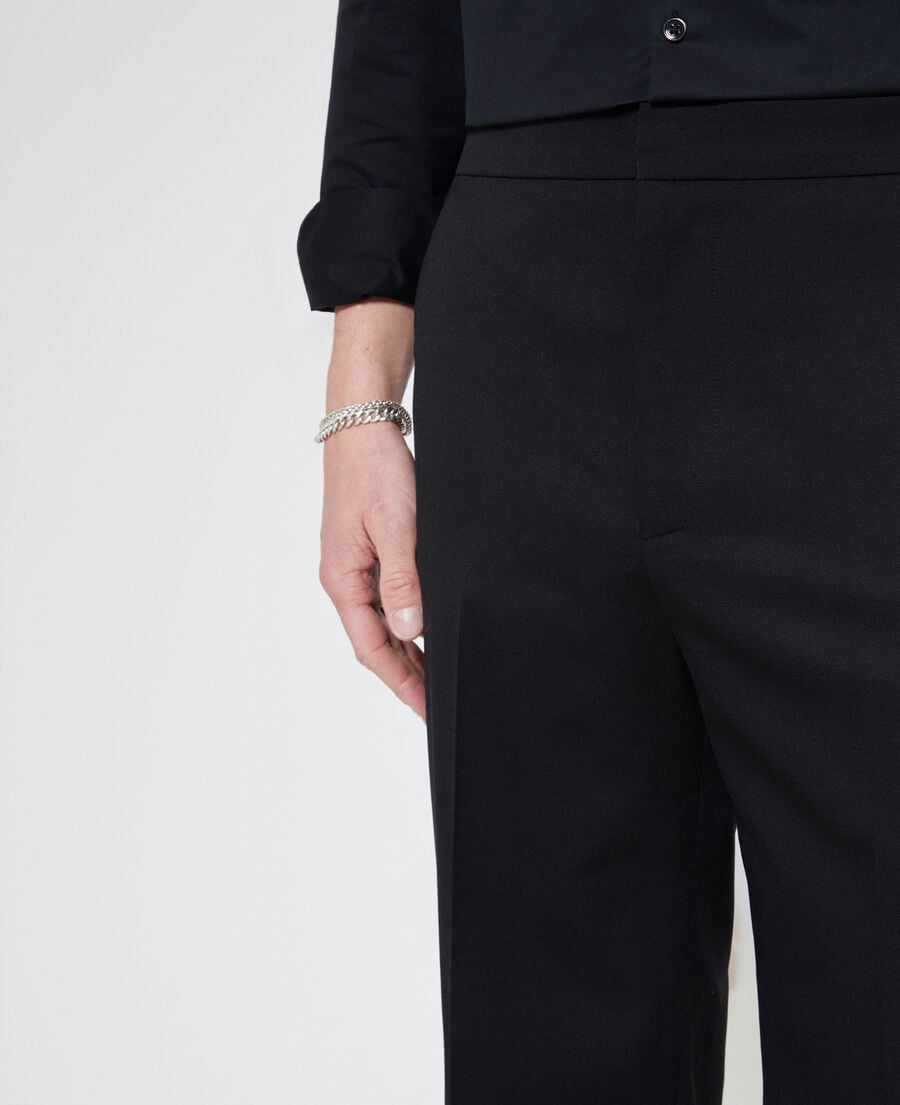The Kooples MEN BLACK semi-elasticated wide-leg pants, black