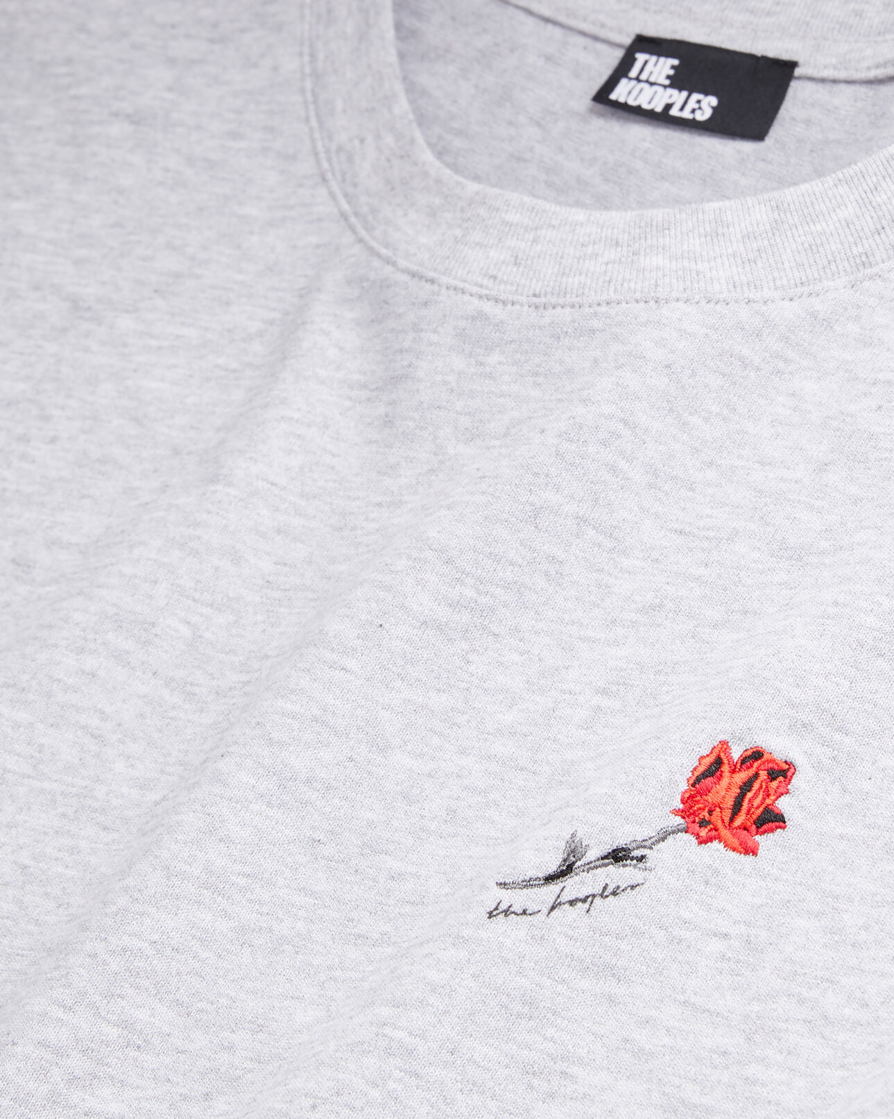 The Kooples HERREN GRIS CLAIR graues t-shirt herren mit blumen-stickerei