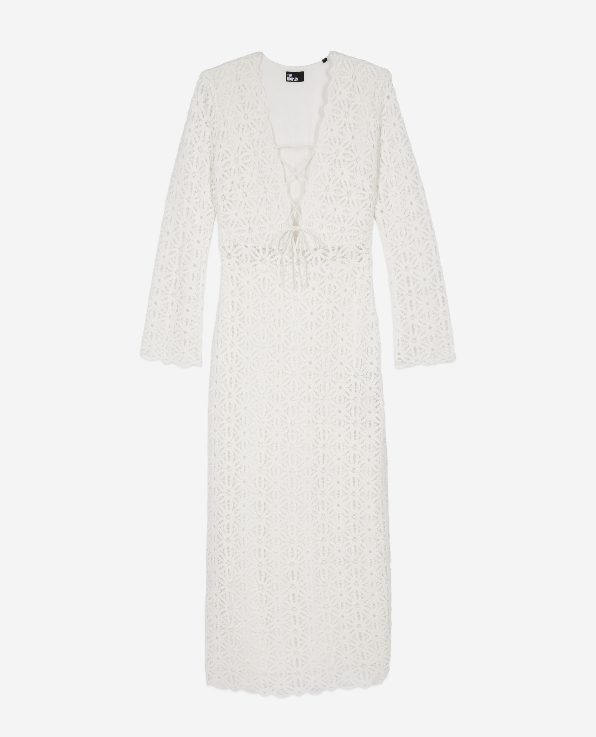 Robe longue blanche en guipure, WHITE, hi-res image number null