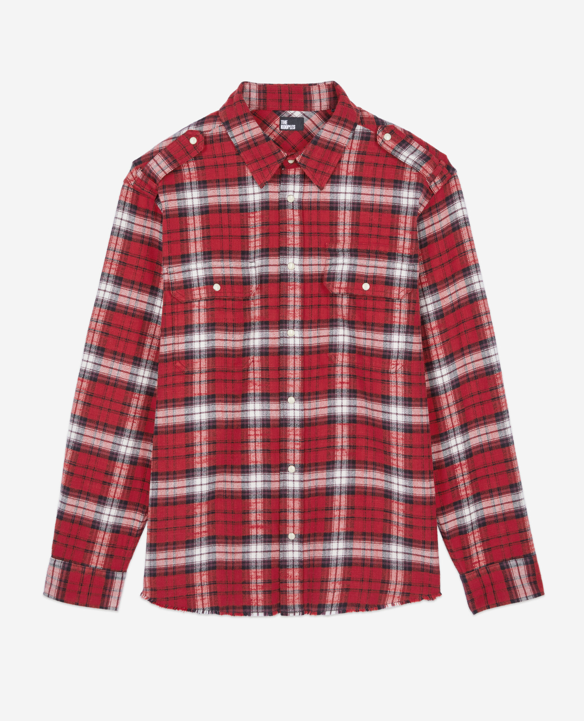 Men's Red and white checked overshirt | The Kooples US
