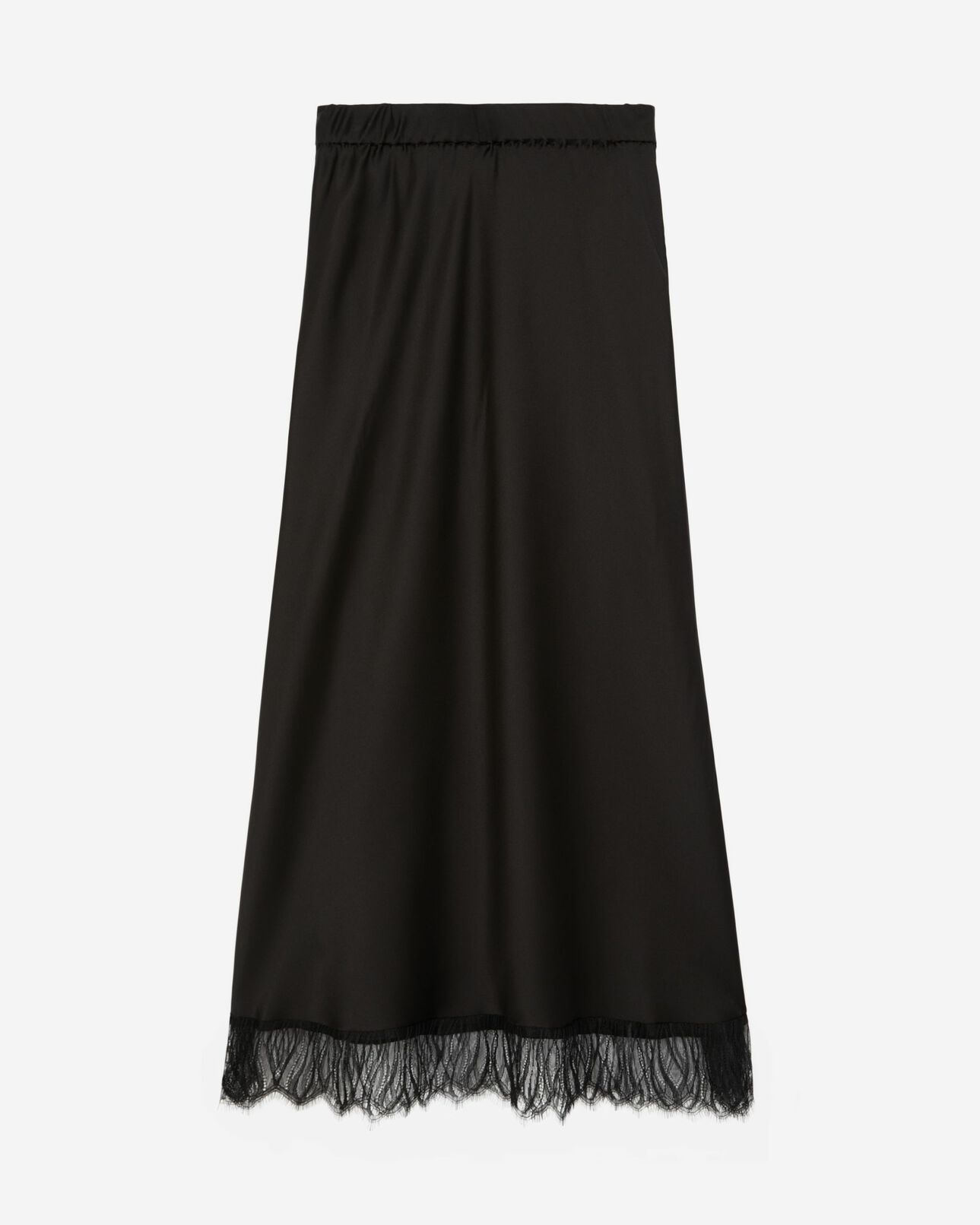 The Kooples FEMME BLACK jupe longue avec détails en dentelle noire