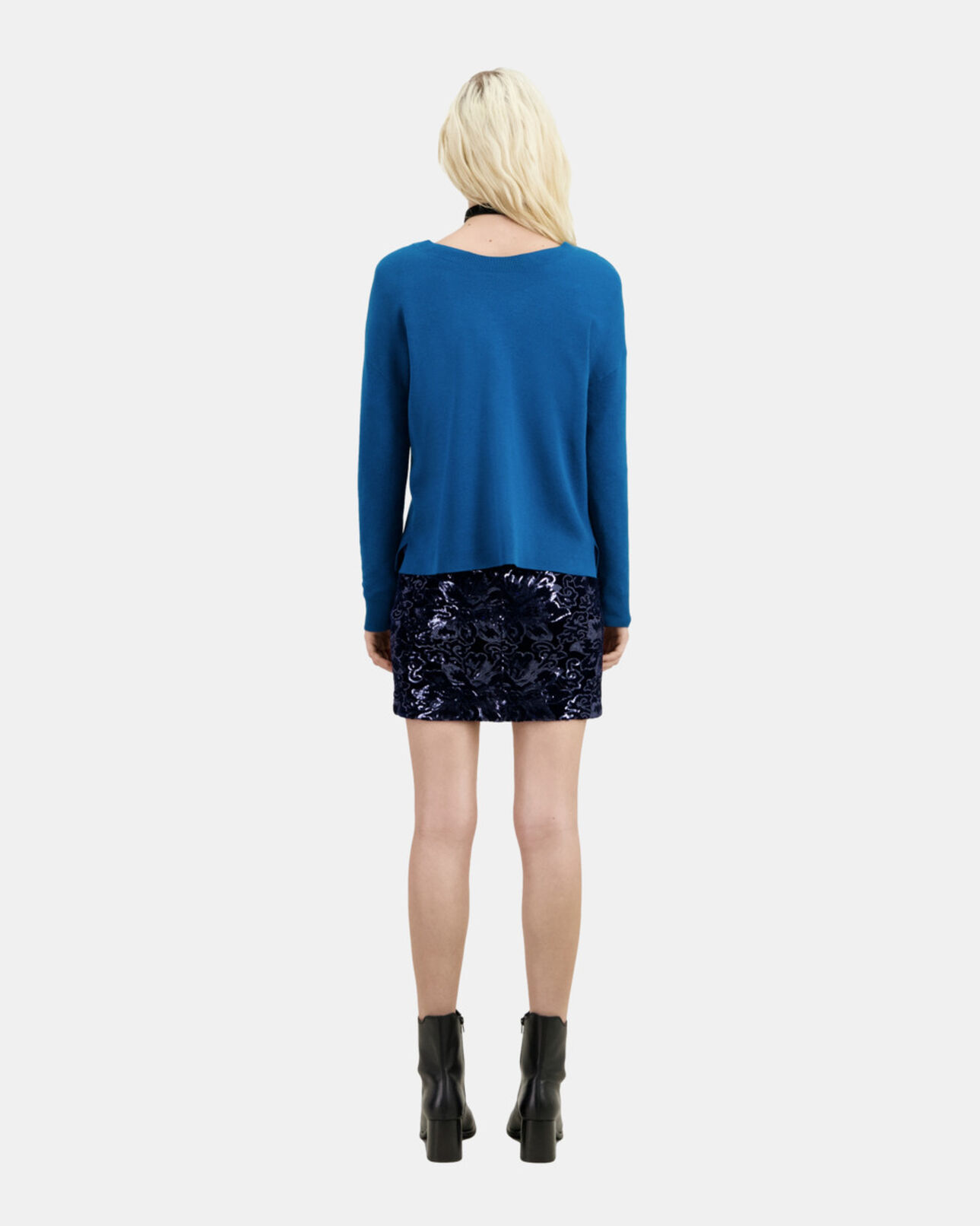 The Kooples WOMEN MEDIUM BLUE blue sweater with buttoning on the back