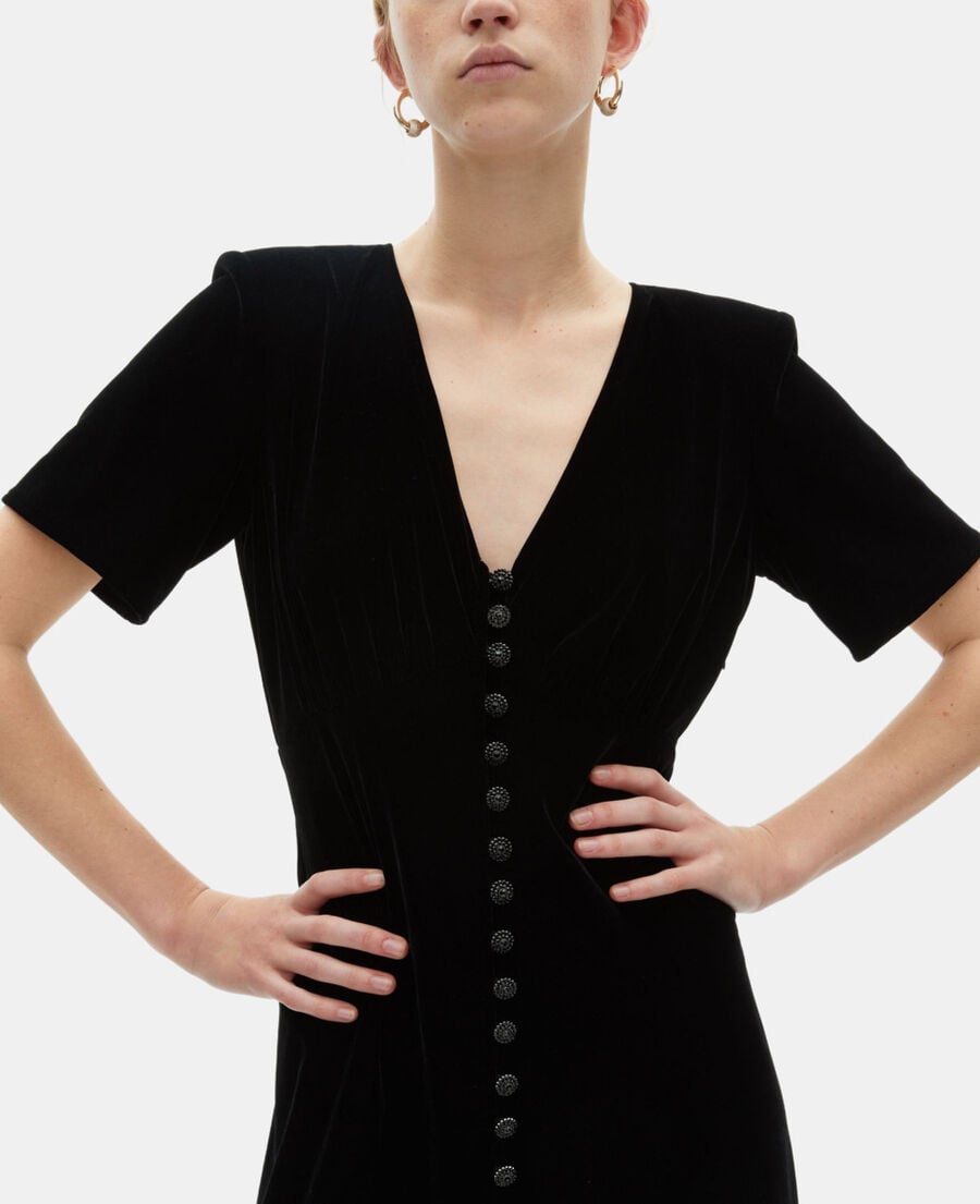 The Kooples MUJER BLACK vestido largo terciopelo negro