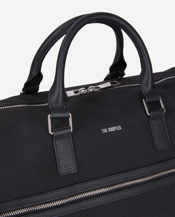Black leather and canvas weekend bag