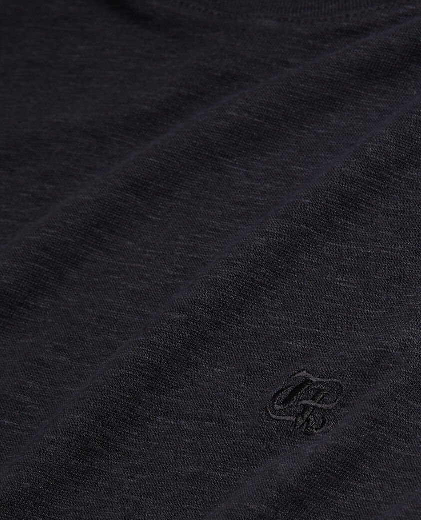 The Kooples HOMME BLACK t-shirt homme noir en lin avec blason