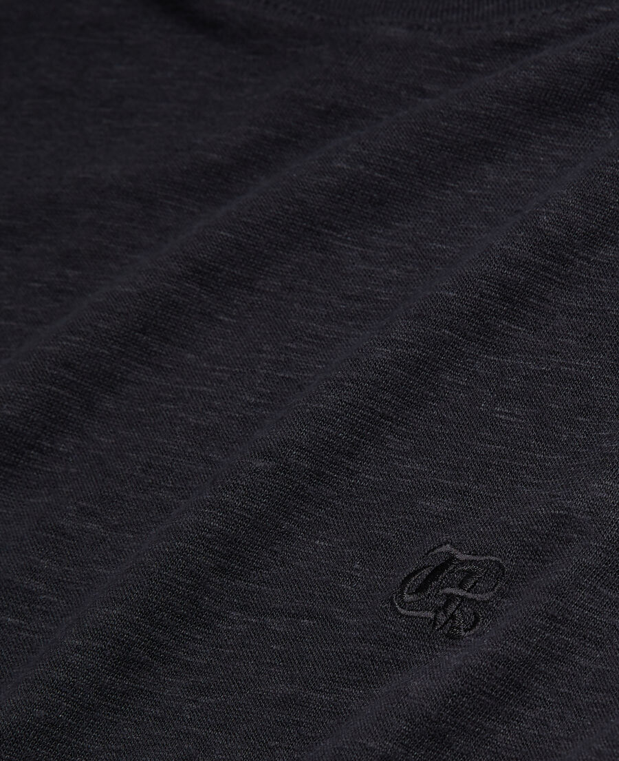 The Kooples HOMME BLACK t-shirt homme noir en lin avec blason