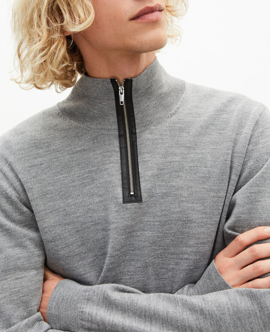 The Kooples MEN MIDDLE GREY grey stand-up collar sweater