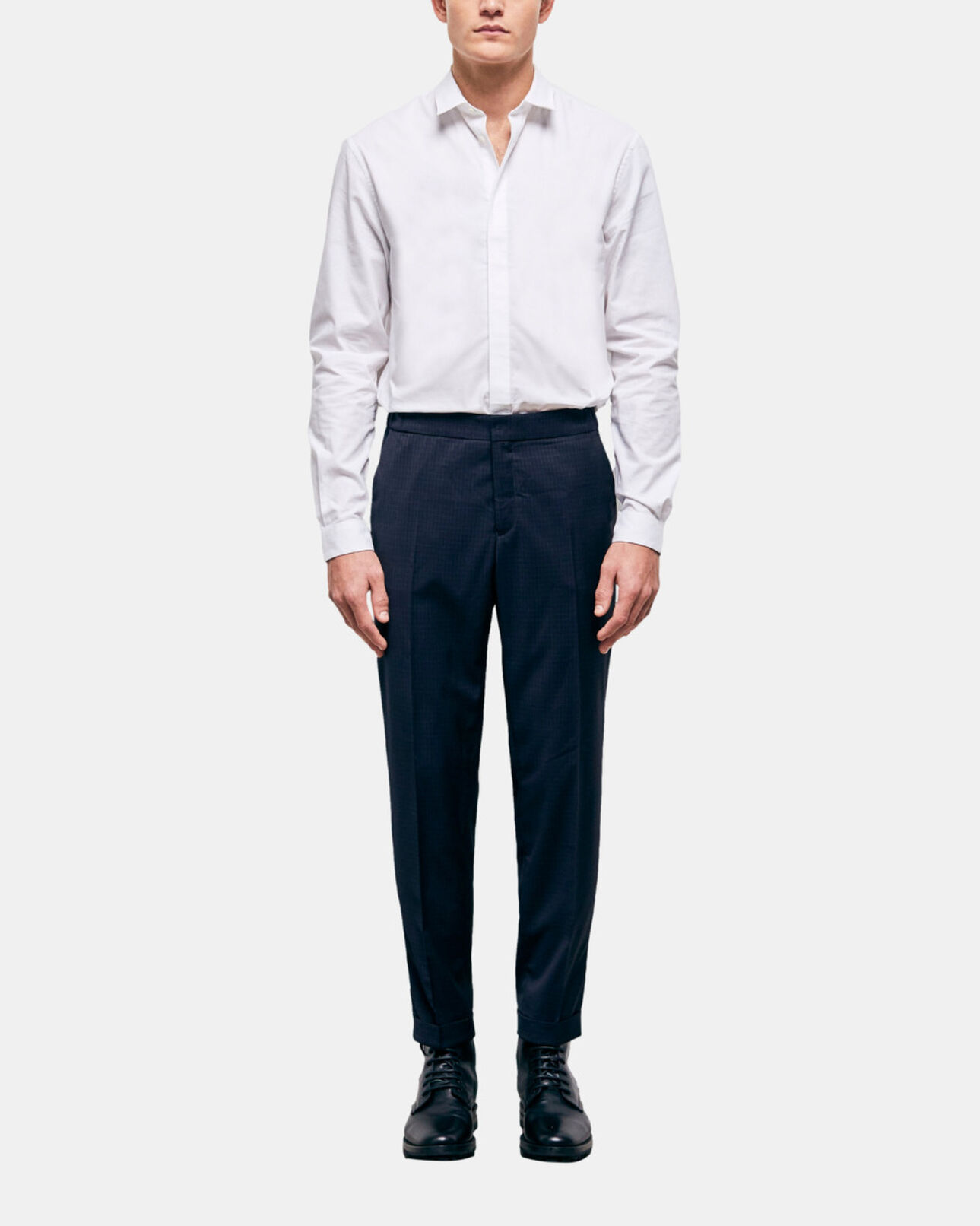 The Kooples MEN NAVY / WHITE wool suit pants with check motif