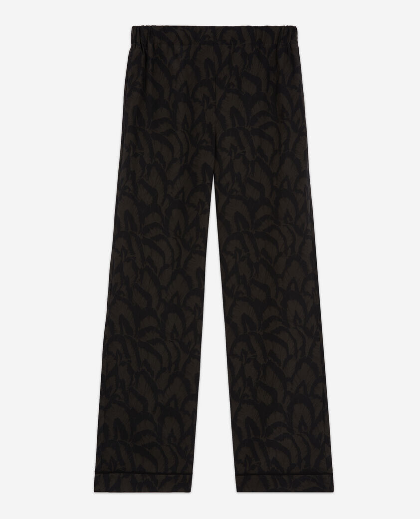 The Kooples FEMME KAKI BLACK pantalon en soie imprimé