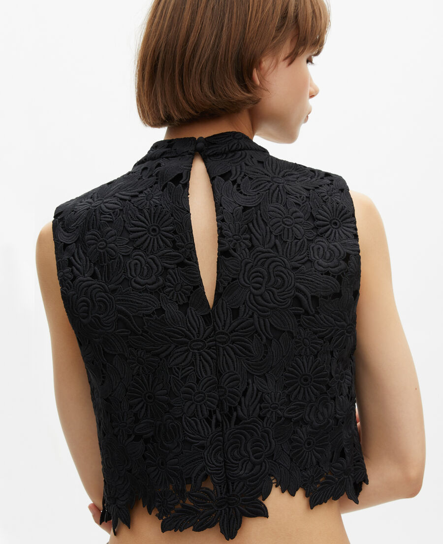 The Kooples WOMEN BLACK black lace crop top
