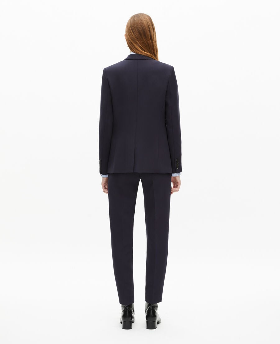 The Kooples FEMME DARK NAVY veste tailleur en crêpe coupe structurée bleu marine 