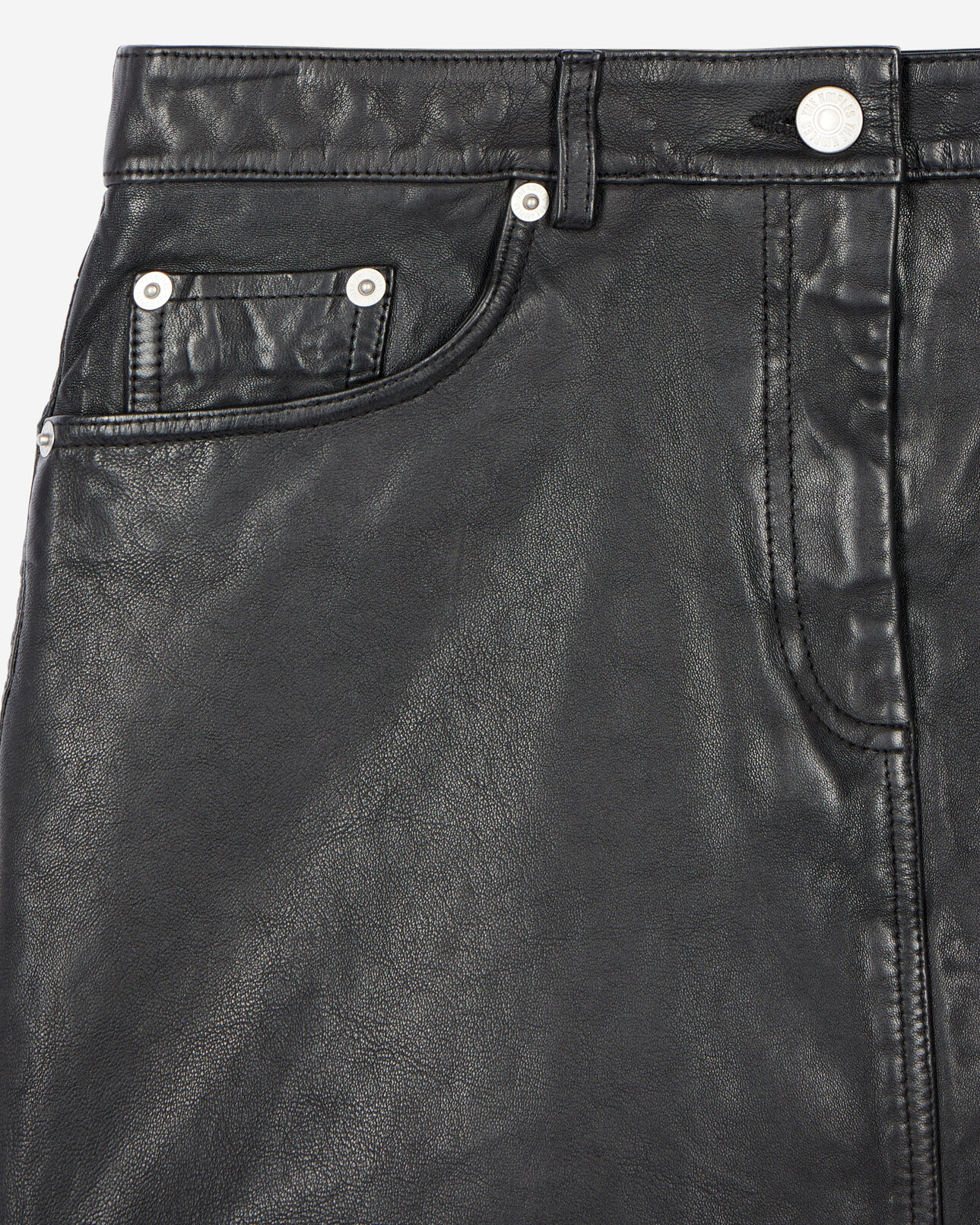 The Kooples FEMME BLACK jupe courte en cuir noir 