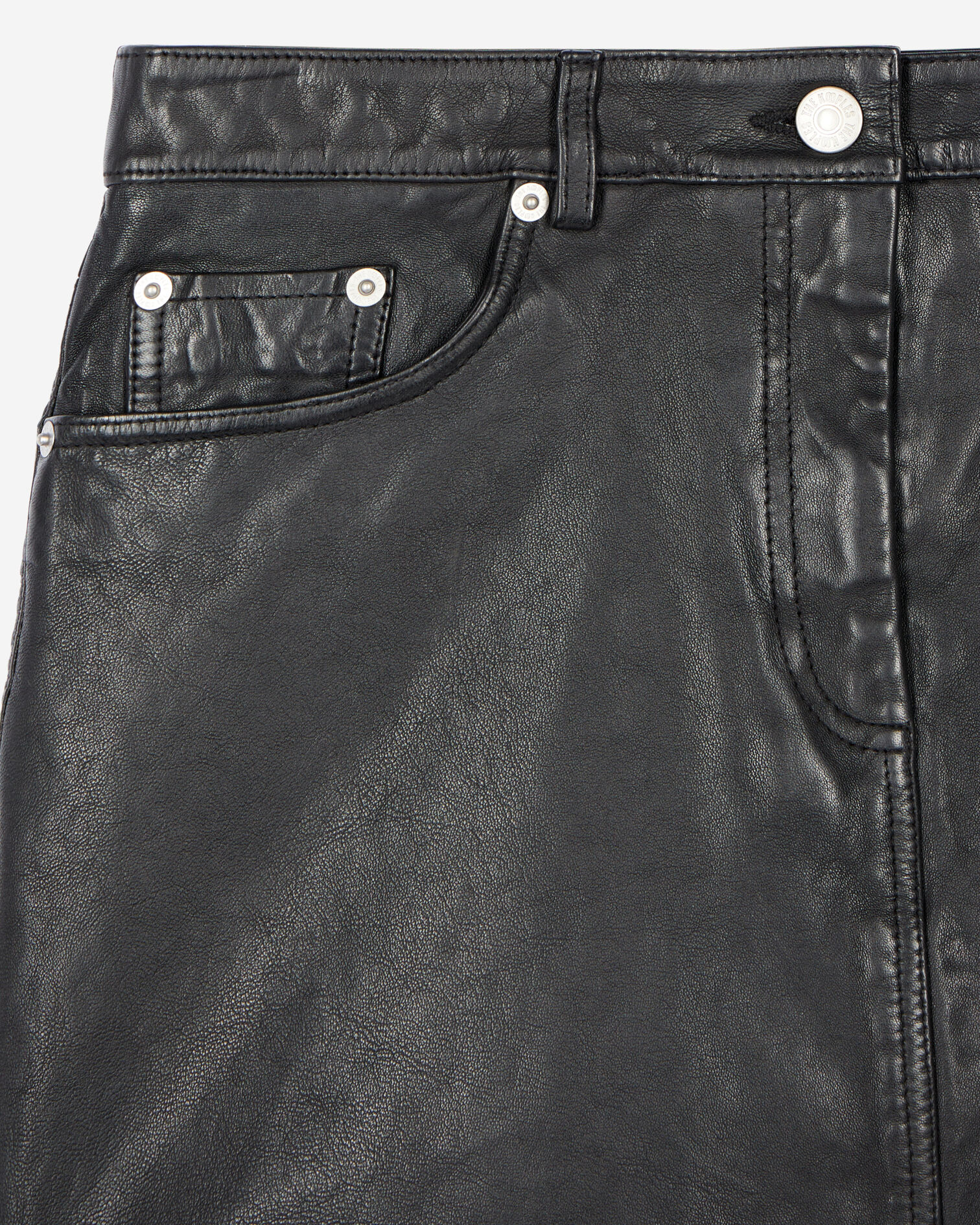 Jupe courte en cuir noir , BLACK, hi-res image number null