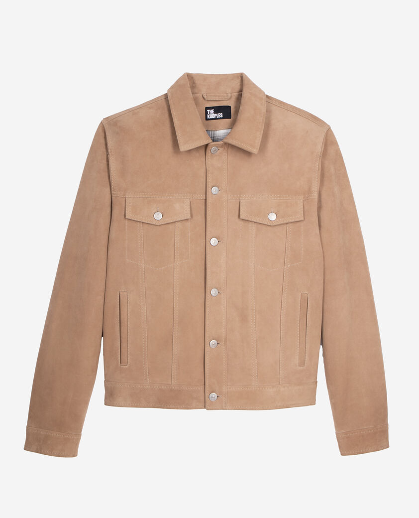 The Kooples HOMME BEIGE blouson en cuir su&egrave;de beige