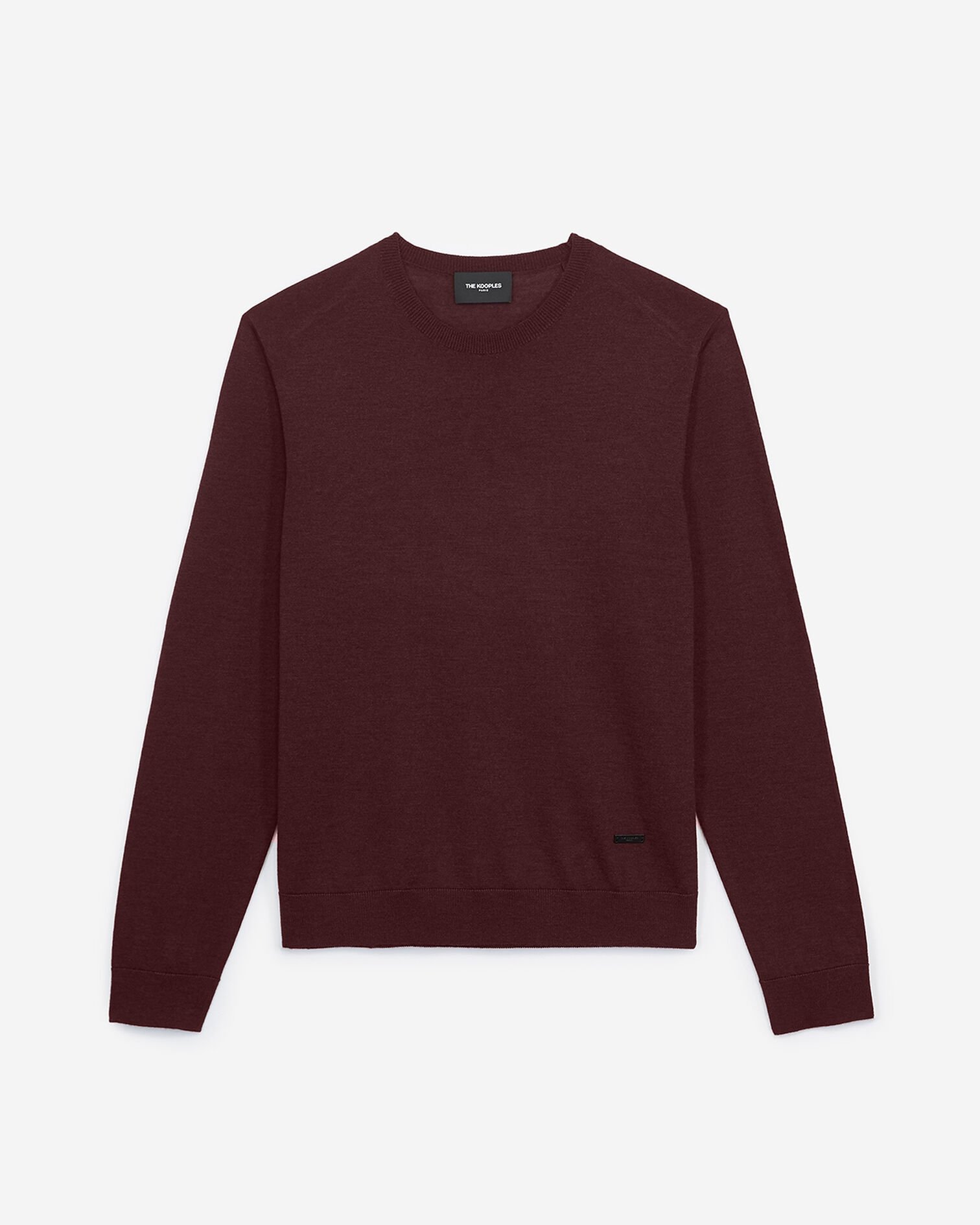 Burgundy slim-fit wool - cashmere sweater, BURGUNDY, hi-res image number null