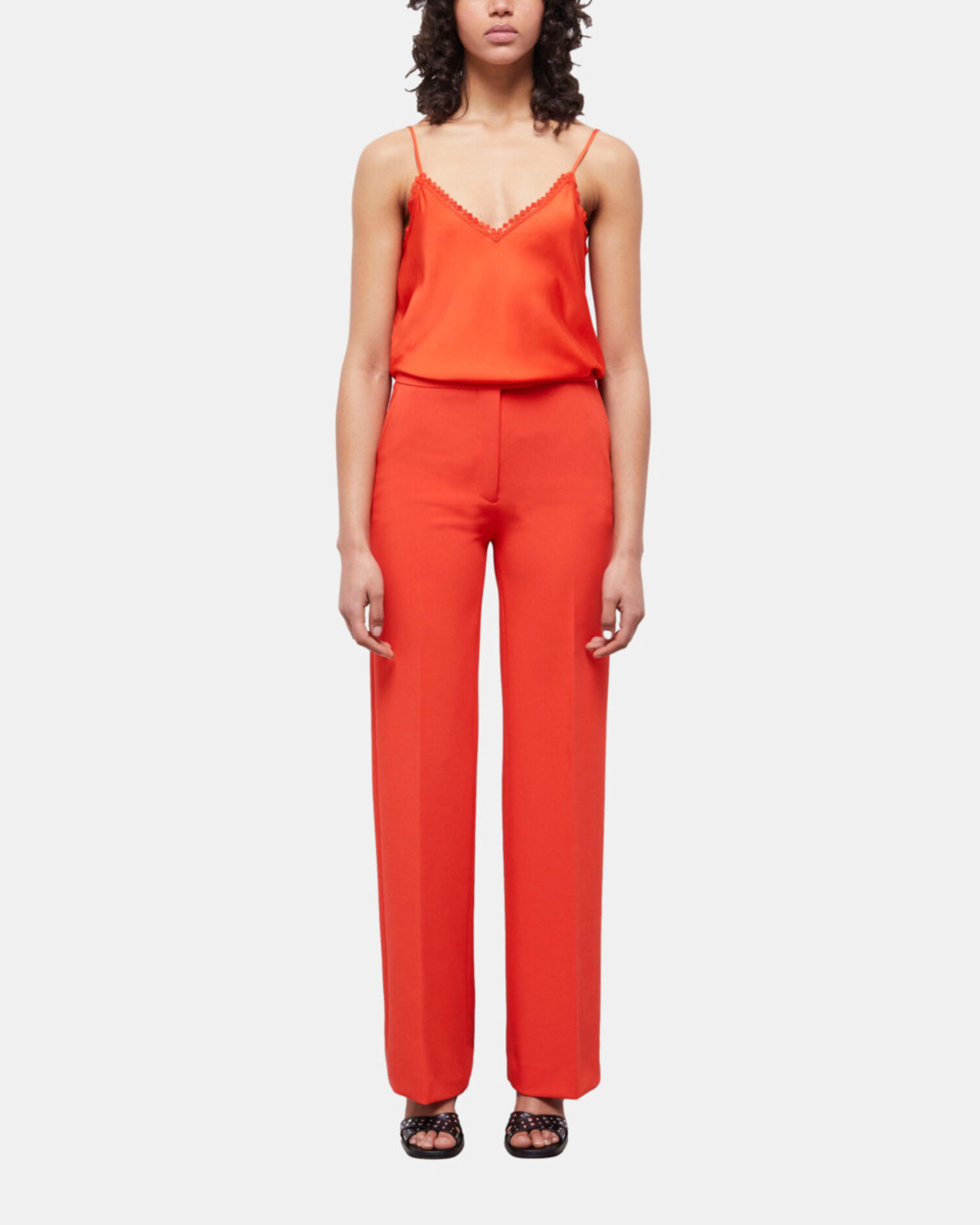 Pantalon tailleur orange en crêpe, ORANGE, hi-res image number null