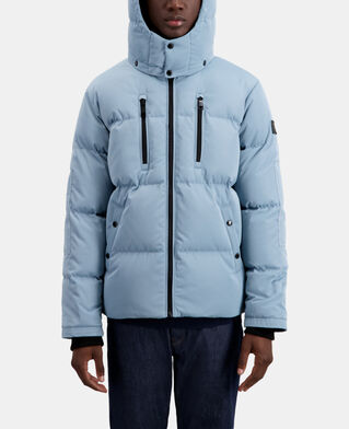 The Kooples MEN BLUE GREY blue hooded puffer jacket