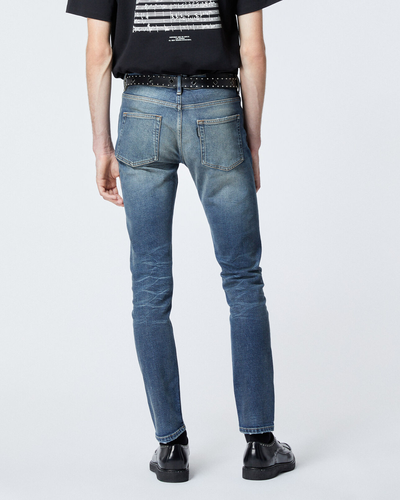 The Kooples HERREN BLUE DENIM blaue schmal geschnittene jeans