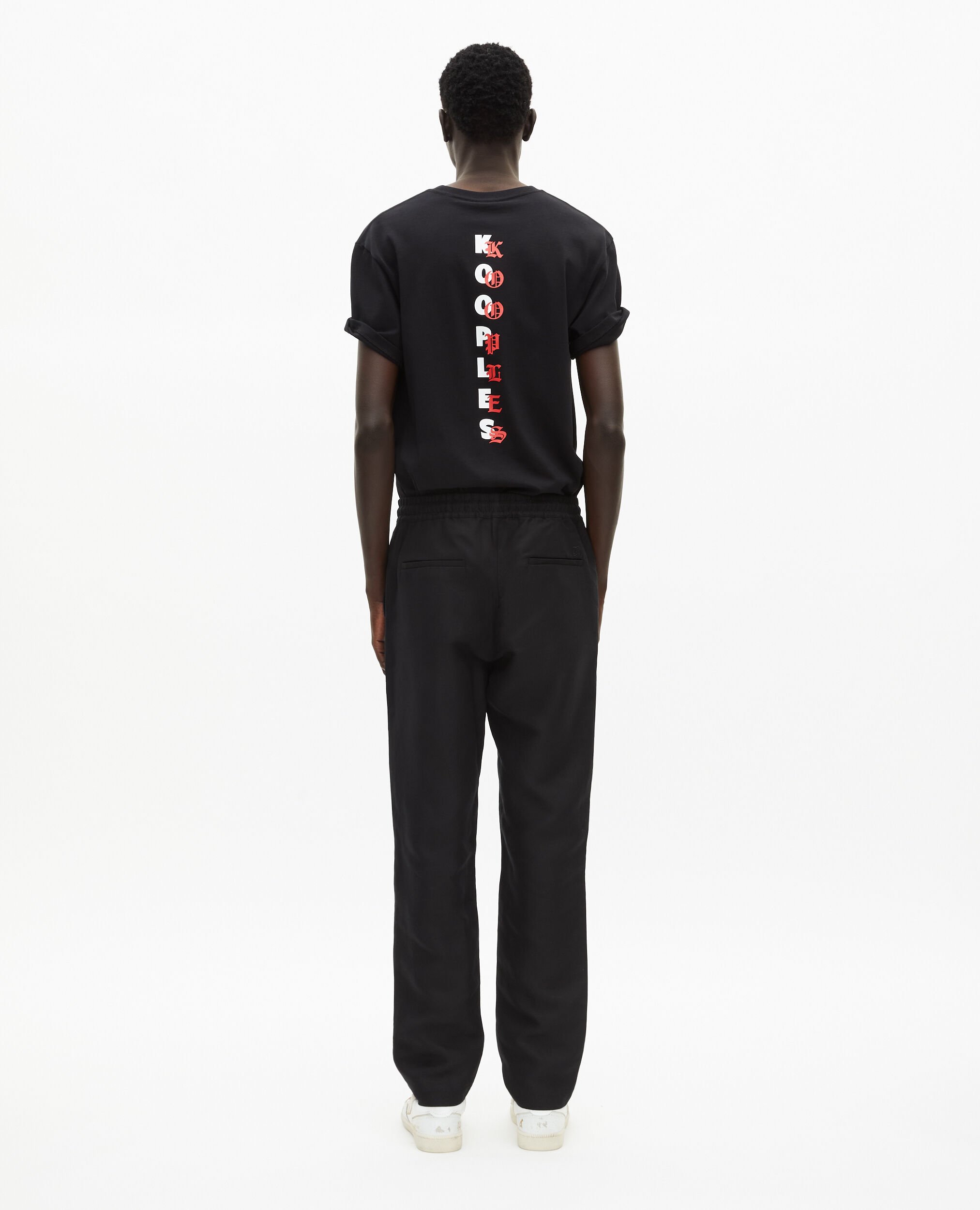 Black straight-leg pants, BLACK, hi-res image number null