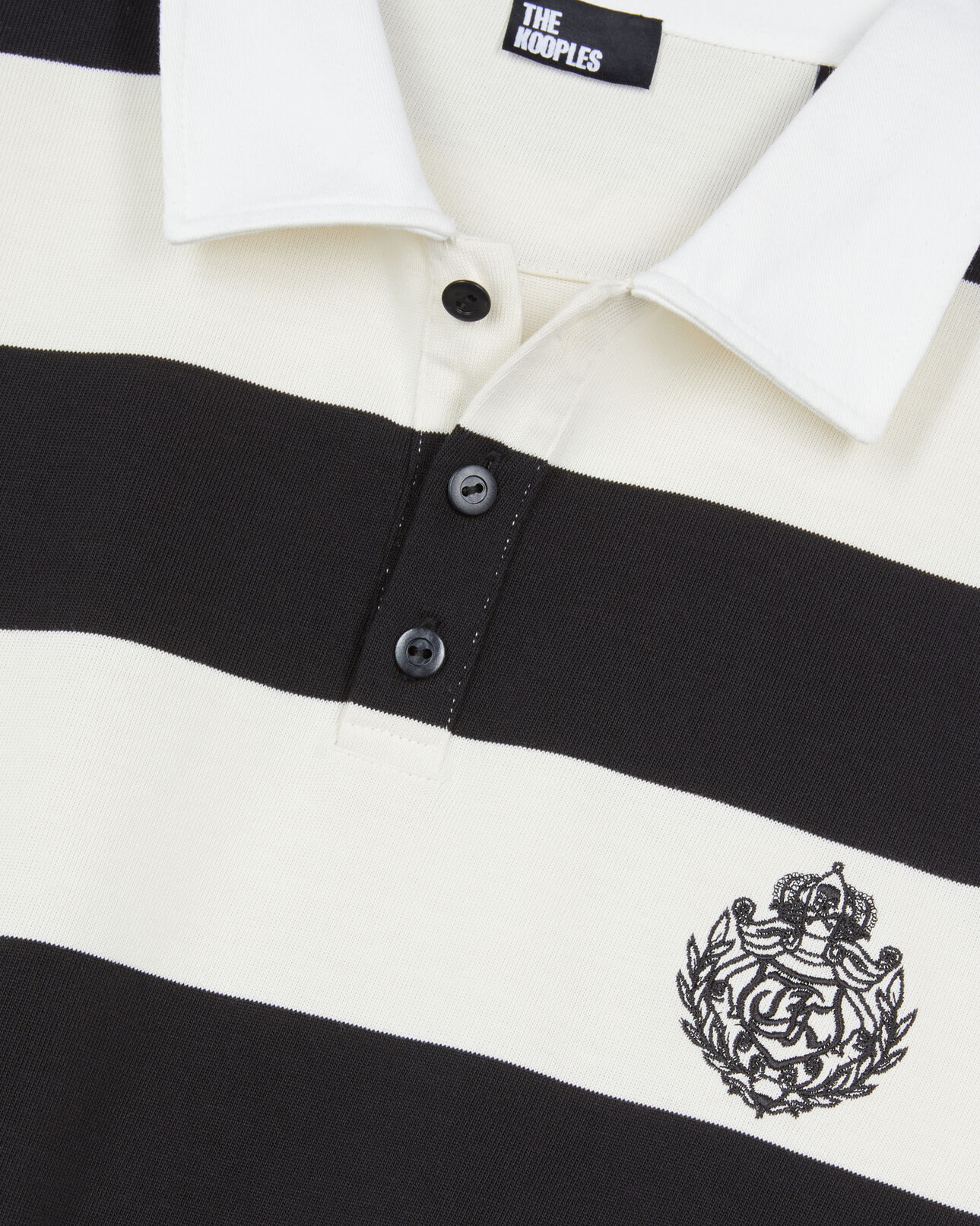 The Kooples MEN BLACK / WHITE long-sleeved black and white striped polo t-shirt