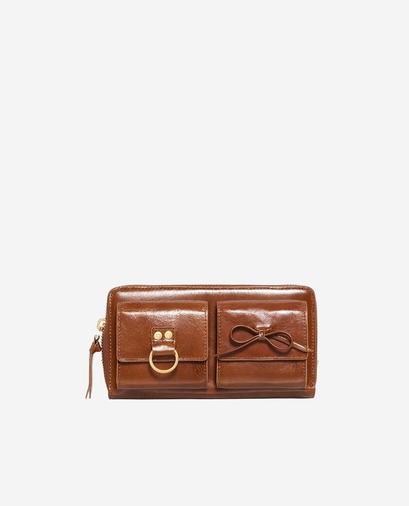 The Kooples FEMME BROWN portefeuille amelia en cuir marron