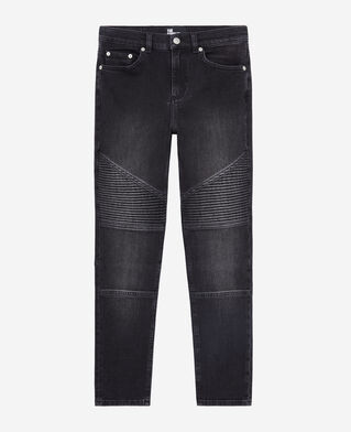 The Kooples DAMEN BLACK WASHED schwarze bikerjeans in slim-fit