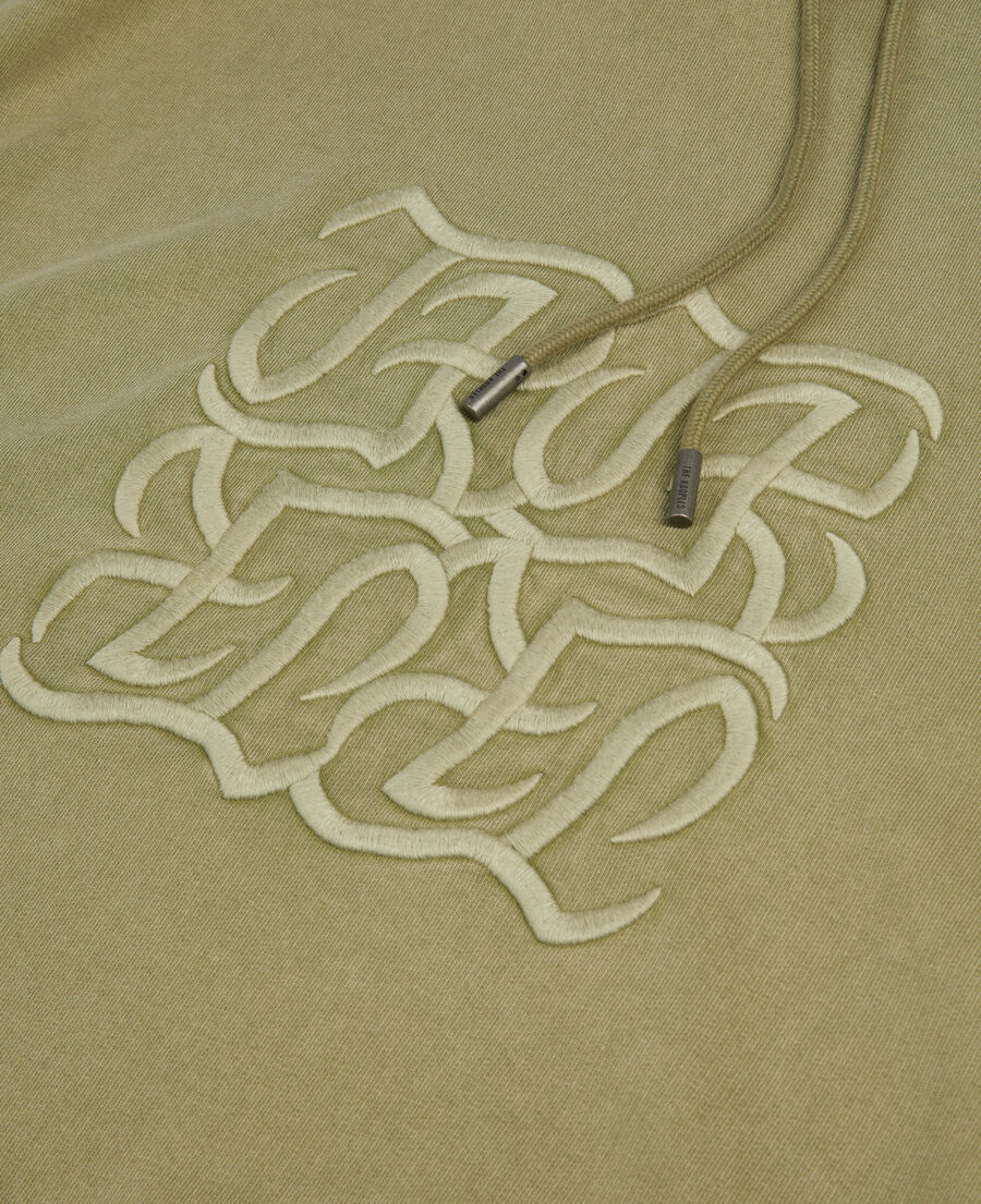The Kooples HOMME KAKI GREY sweatshirt à capuche avec broderie logo vert