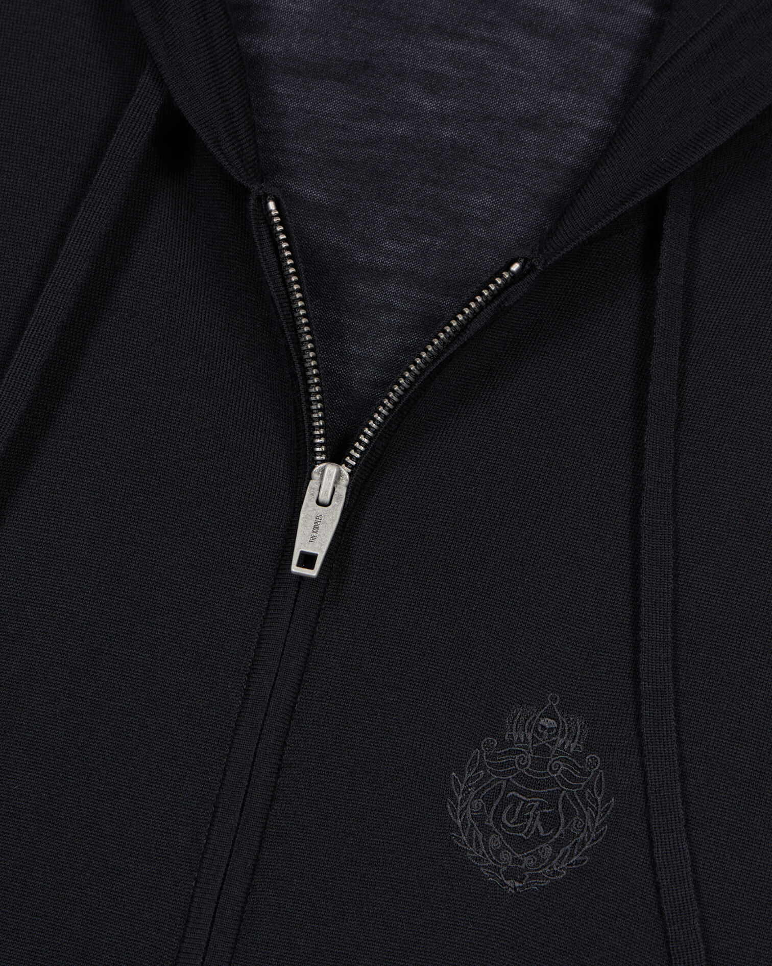 Black wool hooded cardigan, BLACK, hi-res image number null