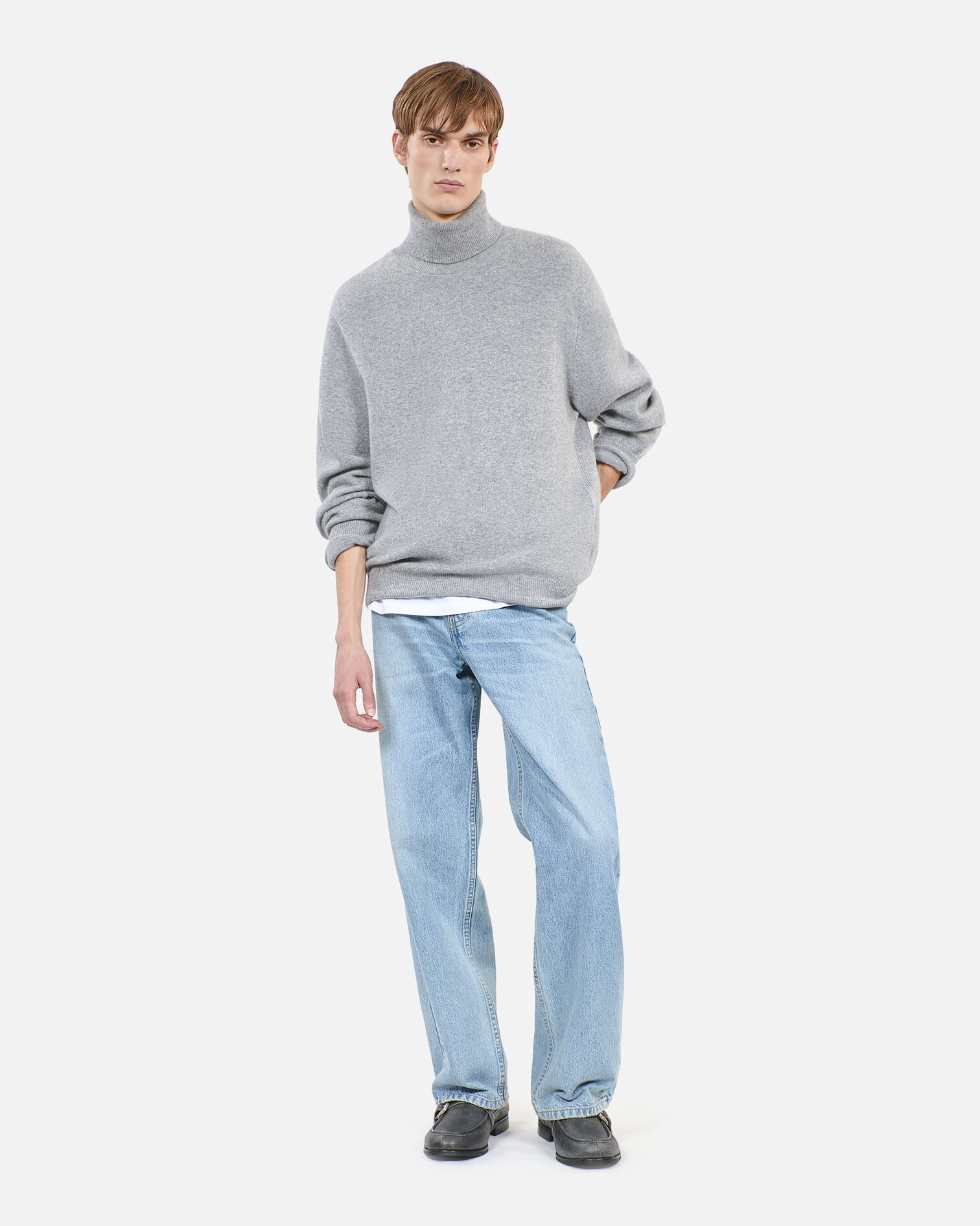 Grey cashmere sweater, MIDDLE GREY MEL, hi-res image number null