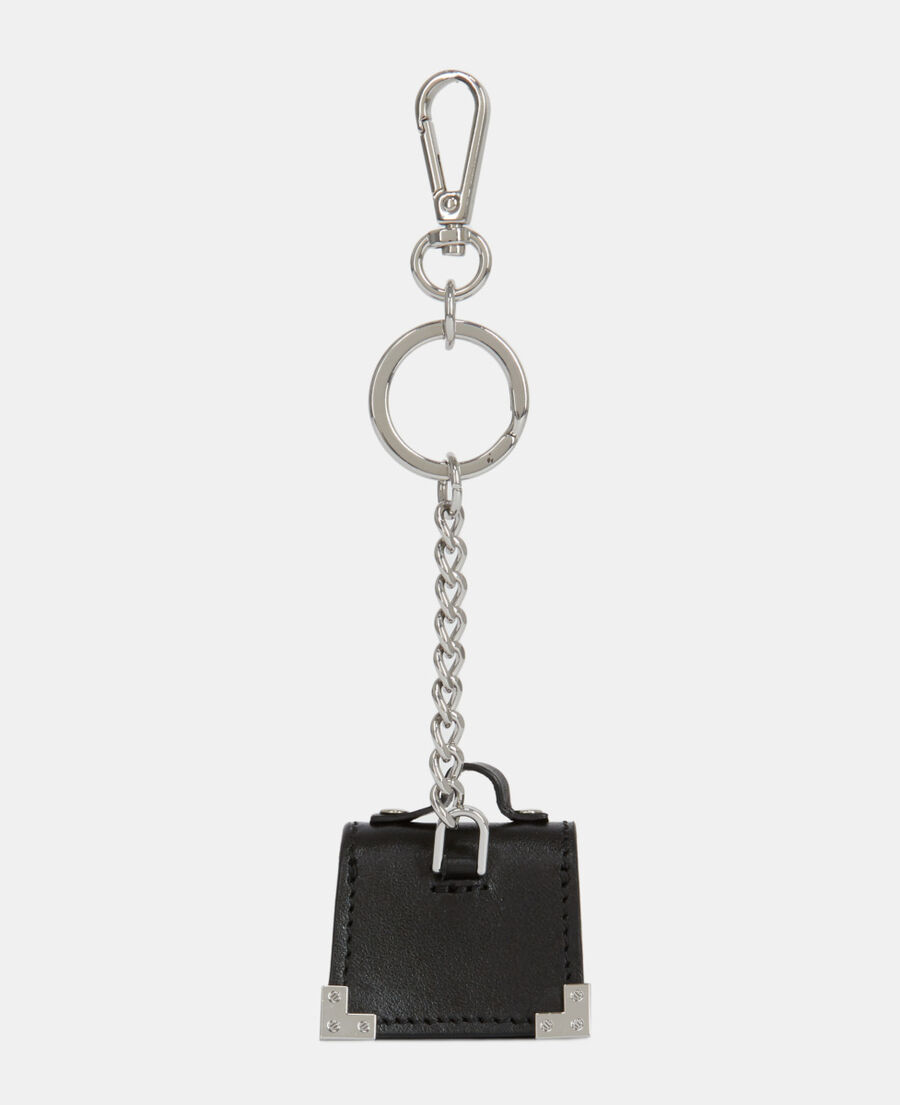 porte-clés emily en cuir noir