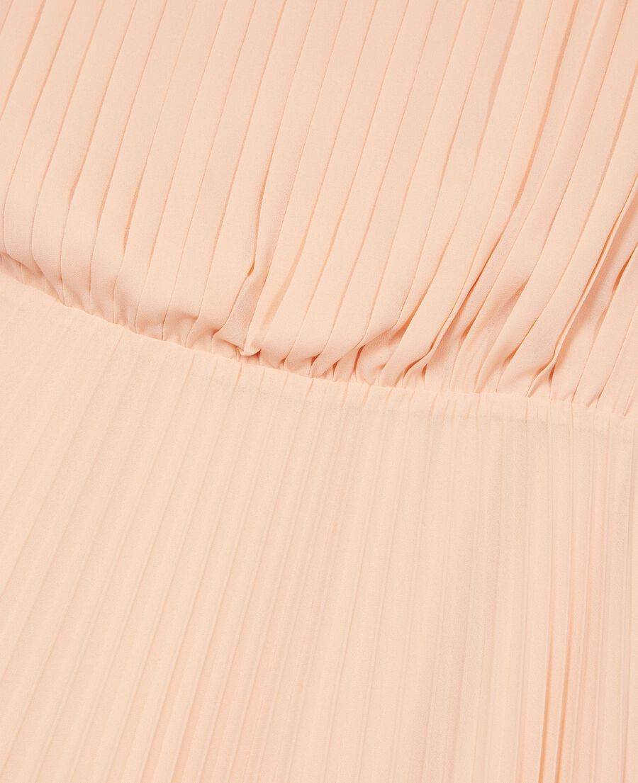 The Kooples FEMME NUDE POUDRE robe longue asym&eacute;trique pliss&eacute;e p&ecirc;che