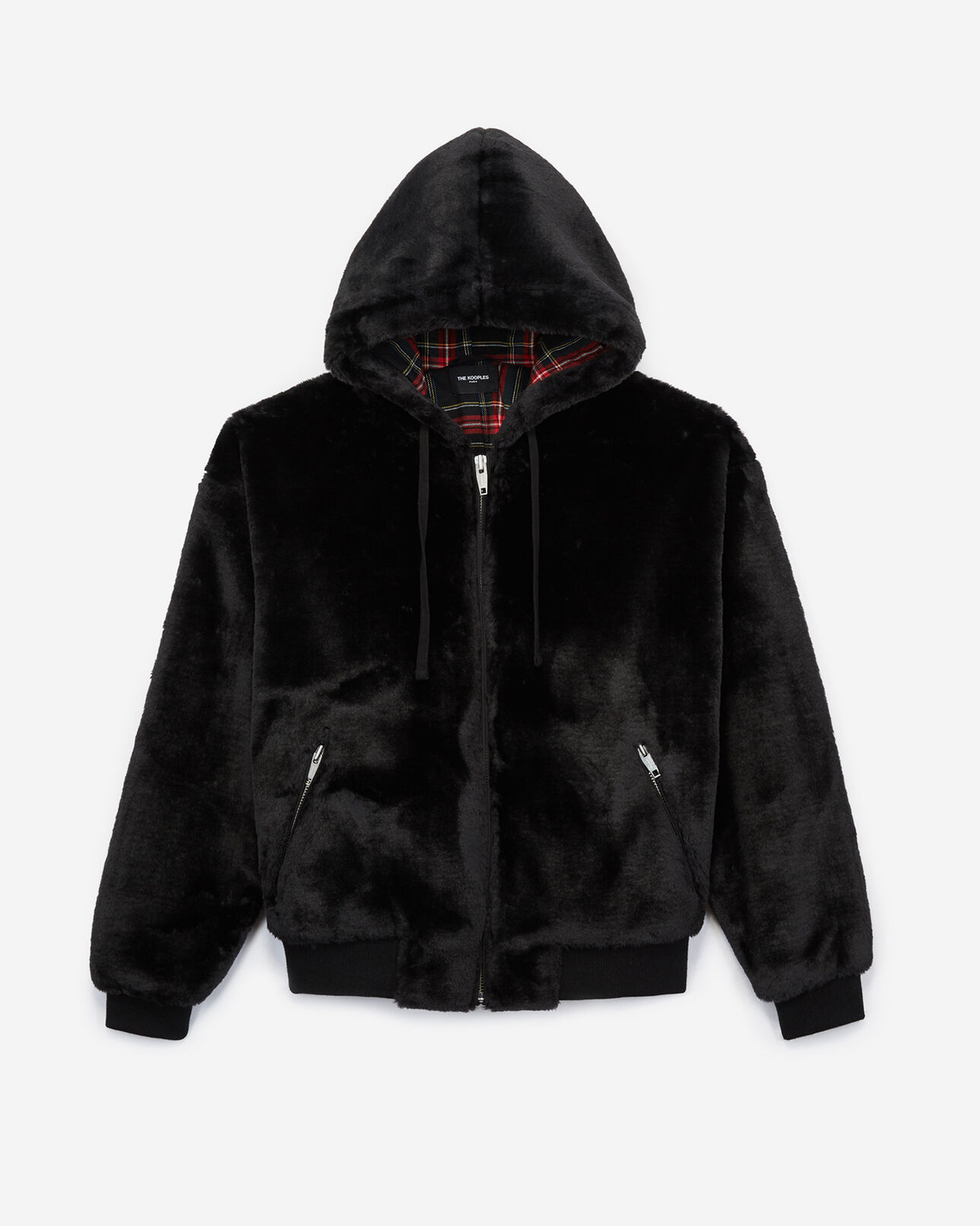 The Kooples MEN BLACK black faux fur hoodie