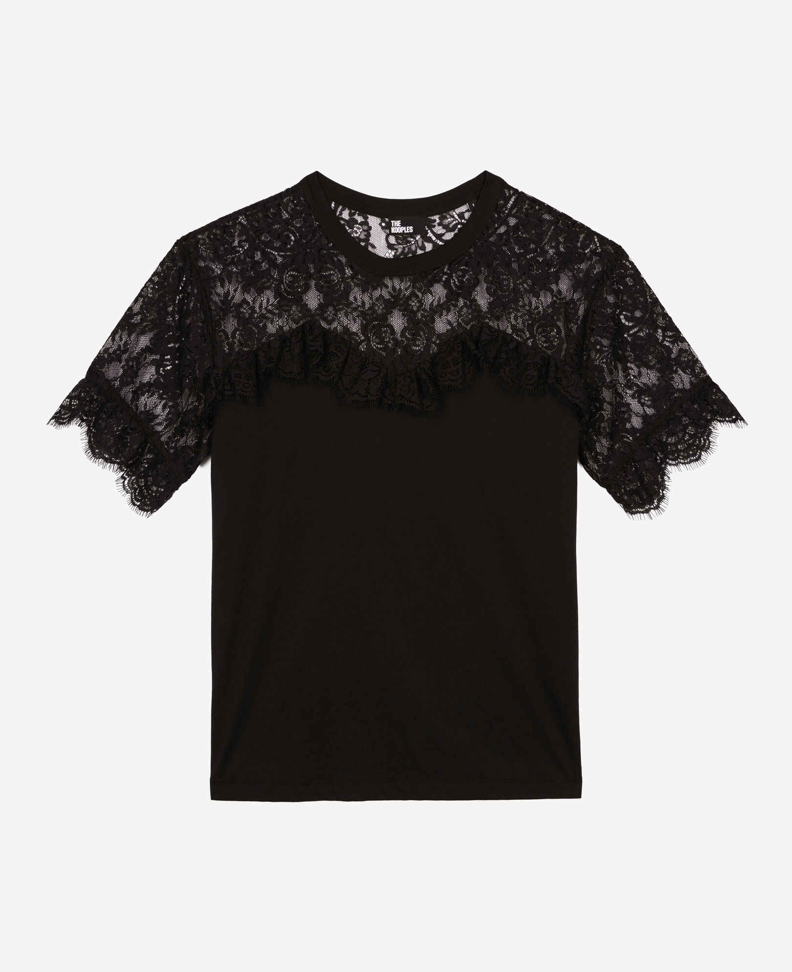 The Kooples FEMME BLACK t-shirt avec dentelle noir