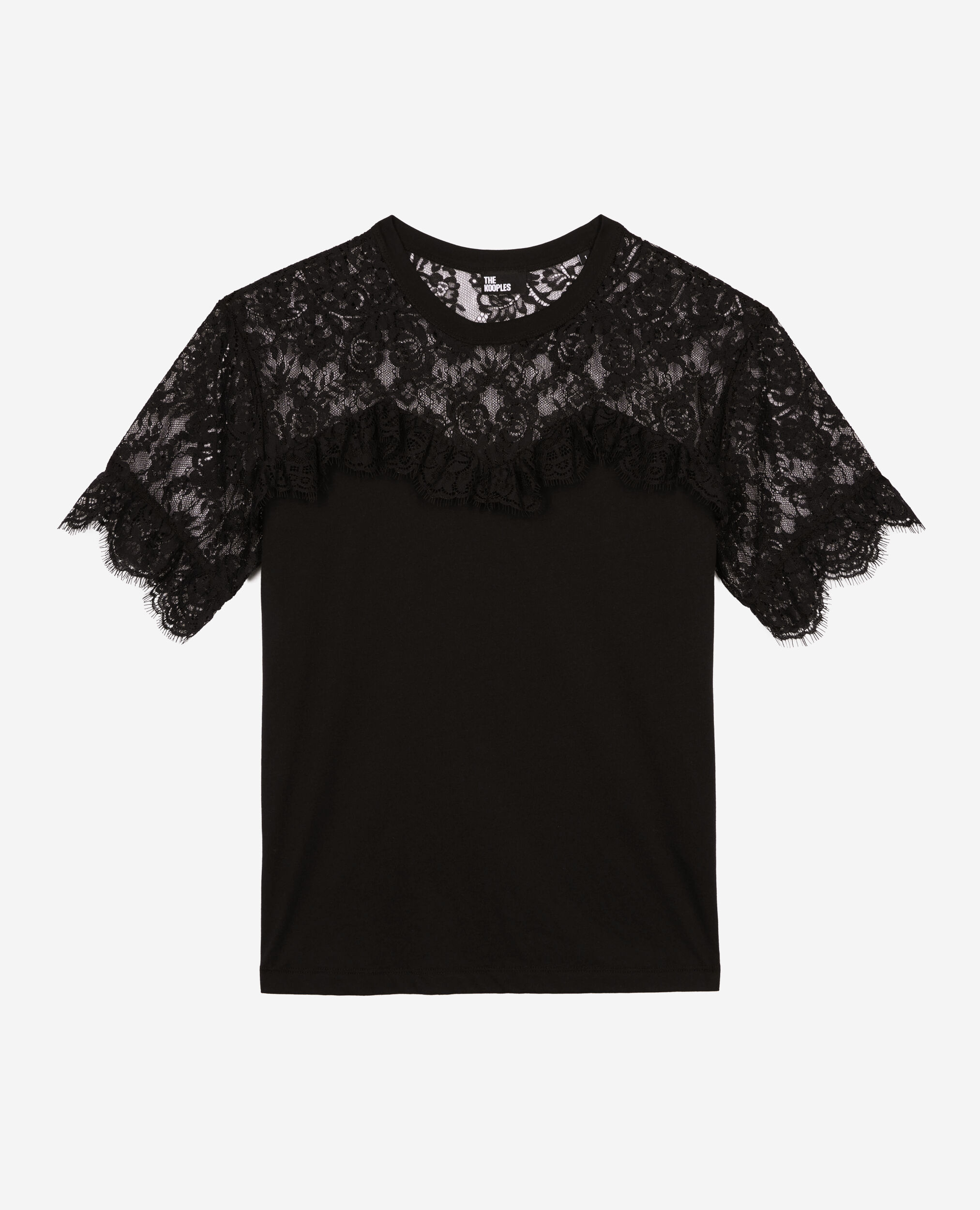 T-shirt avec dentelle noir, BLACK, hi-res image number null