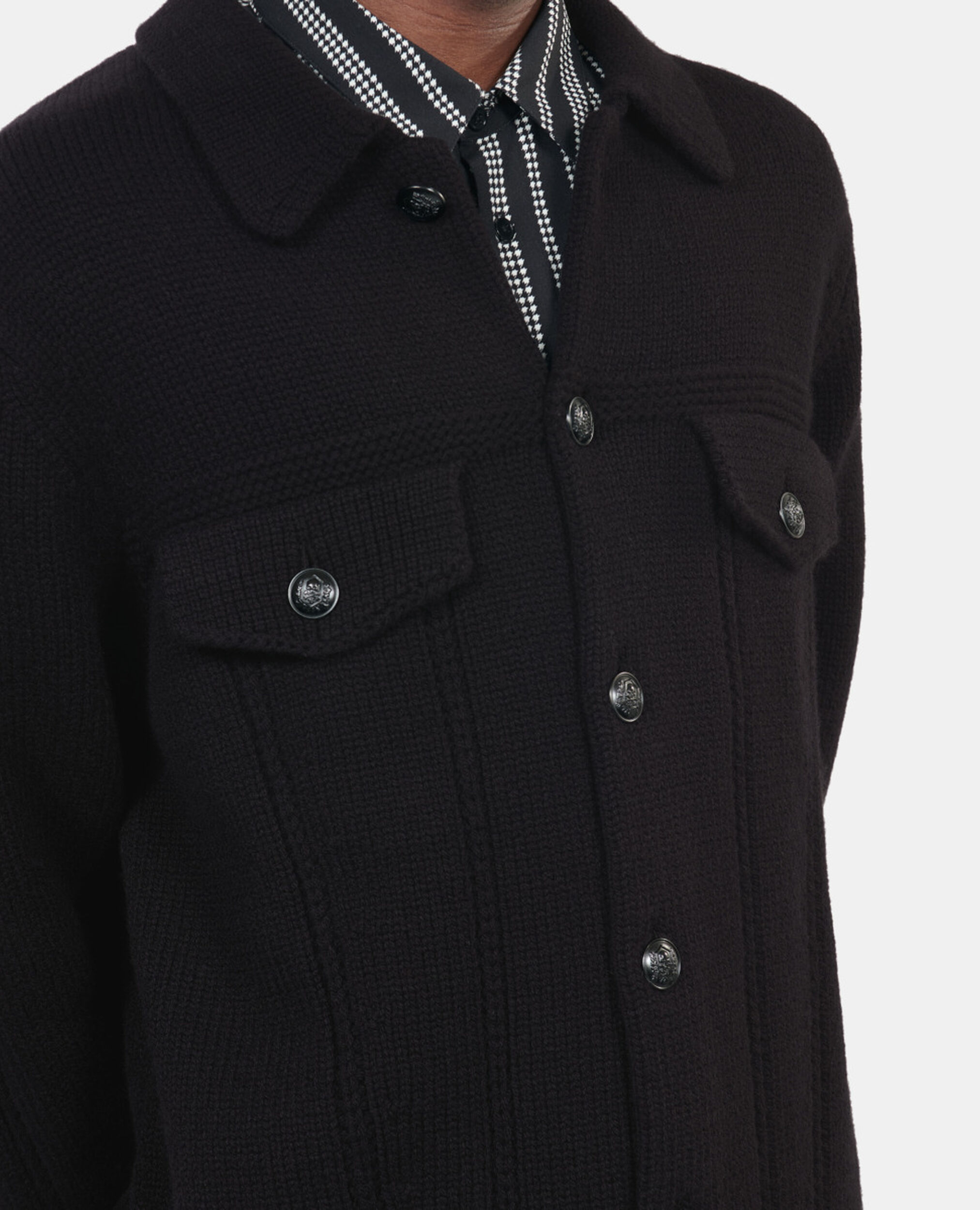 Black wool cardigan , BLACK, hi-res image number null