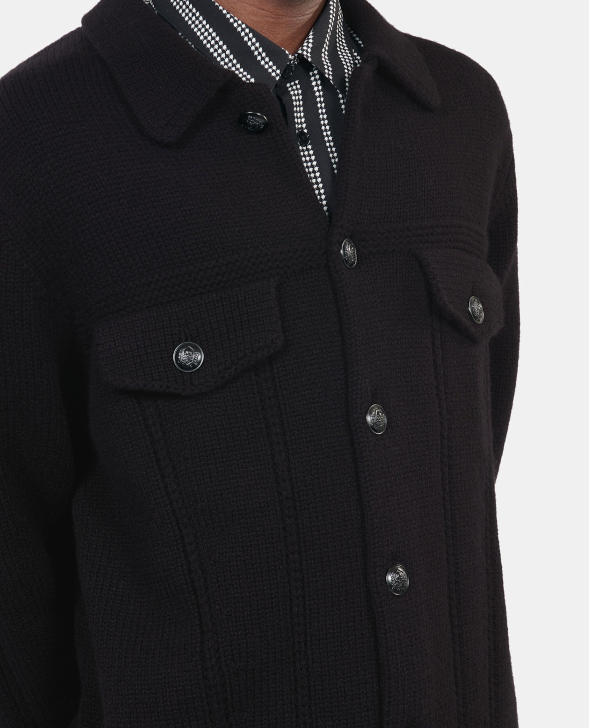 Black wool cardigan , BLACK, hi-res image number null