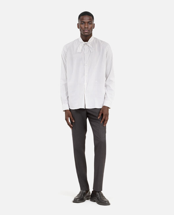 The Kooples HOMME BLACK WHITE chemise à fines rayures blanche