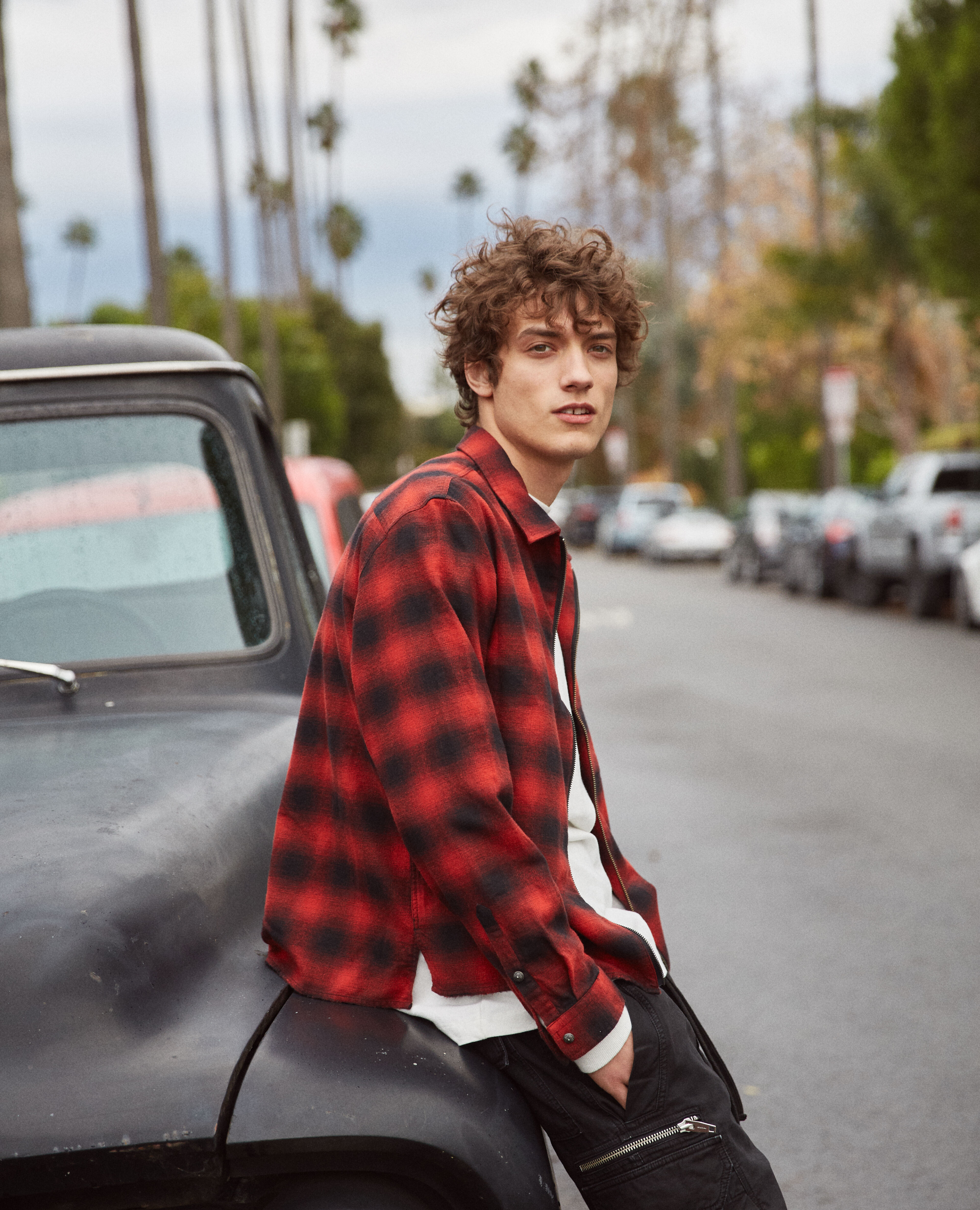 Black and store red flannel outfit