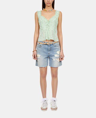 The Kooples FEMME GREEN top fleuri avec volants en soie