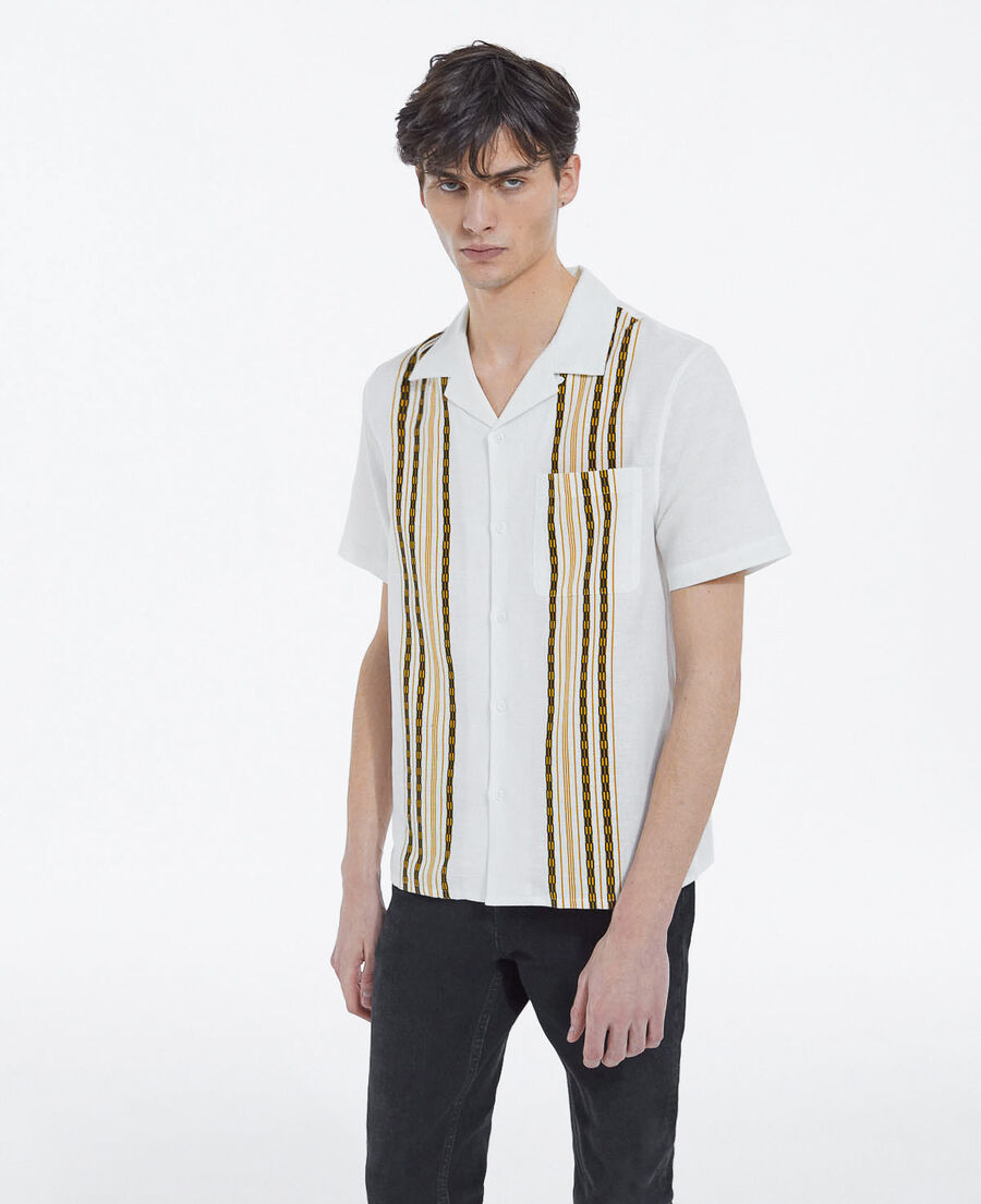 patterned cotton shirt with vertical stripes